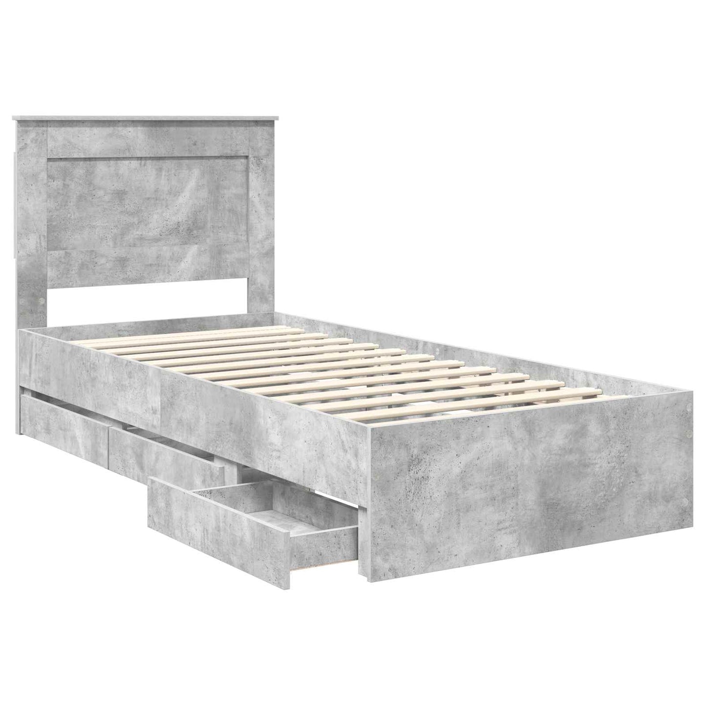 Sengestamme med skuff Betonggrå 90 x 200 cm Ingeniørtre