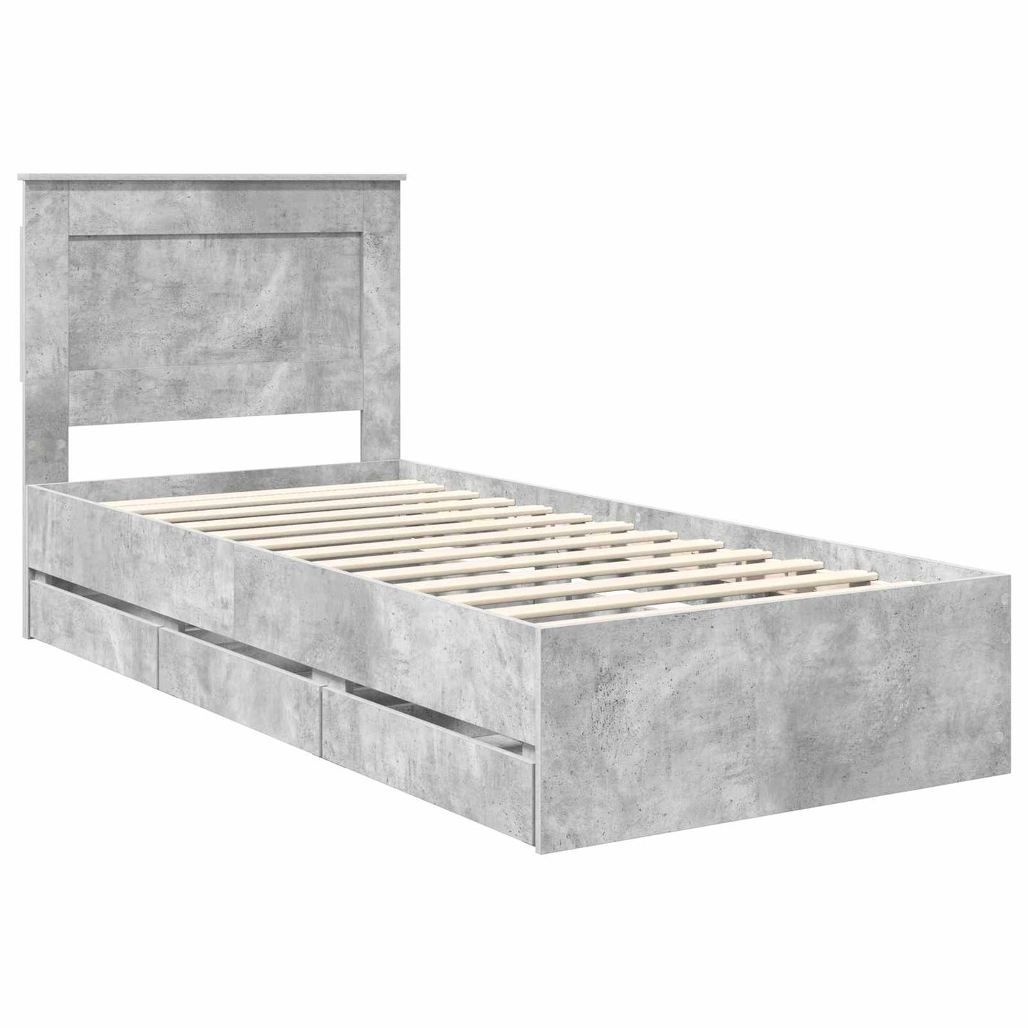 Sengestamme med skuff Betonggrå 75 x 190 cm Ingeniørtre
