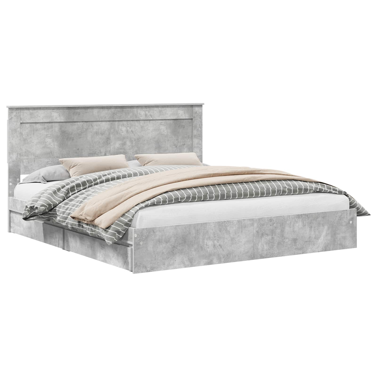 Seng med Oppbevaring Betonggrå 200 x 200 cm Konstruert tre