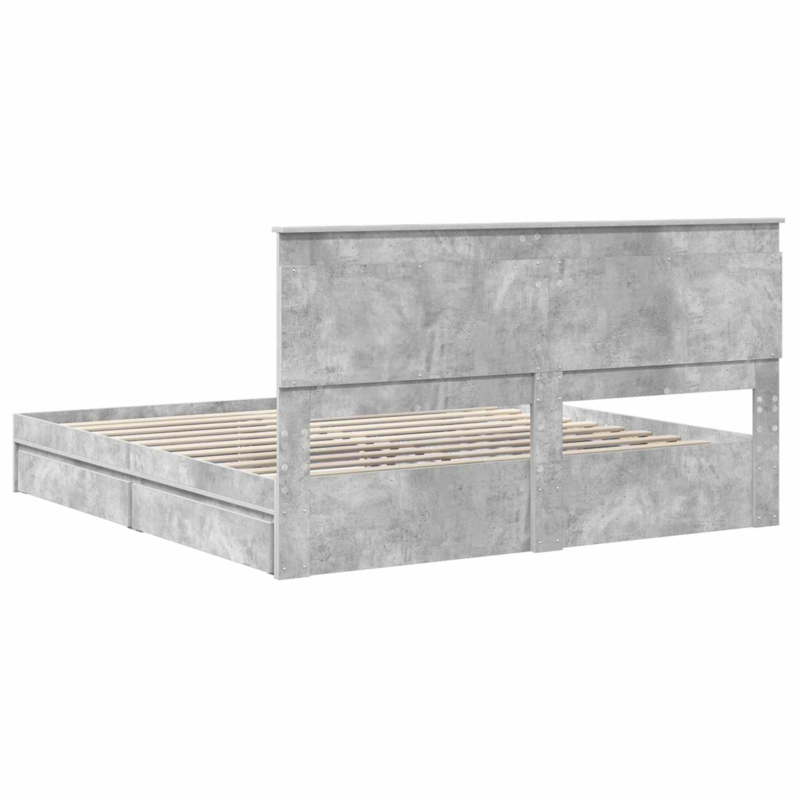 Seng med Oppbevaring Betonggrå 200 x 200 cm Konstruert tre