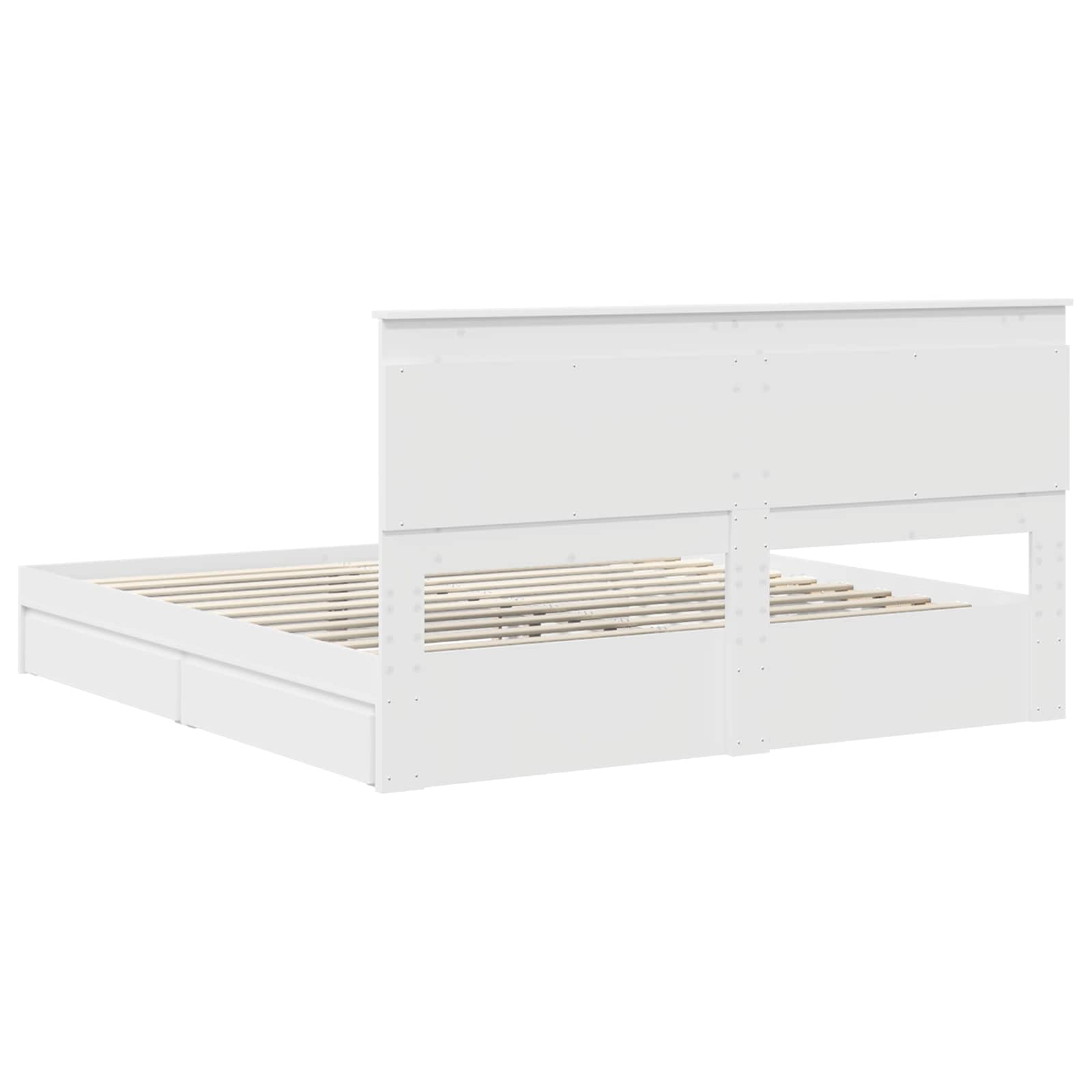 Seng med Oppbevaring med skuff Hvit 180 x 200 cm Konstruert tre