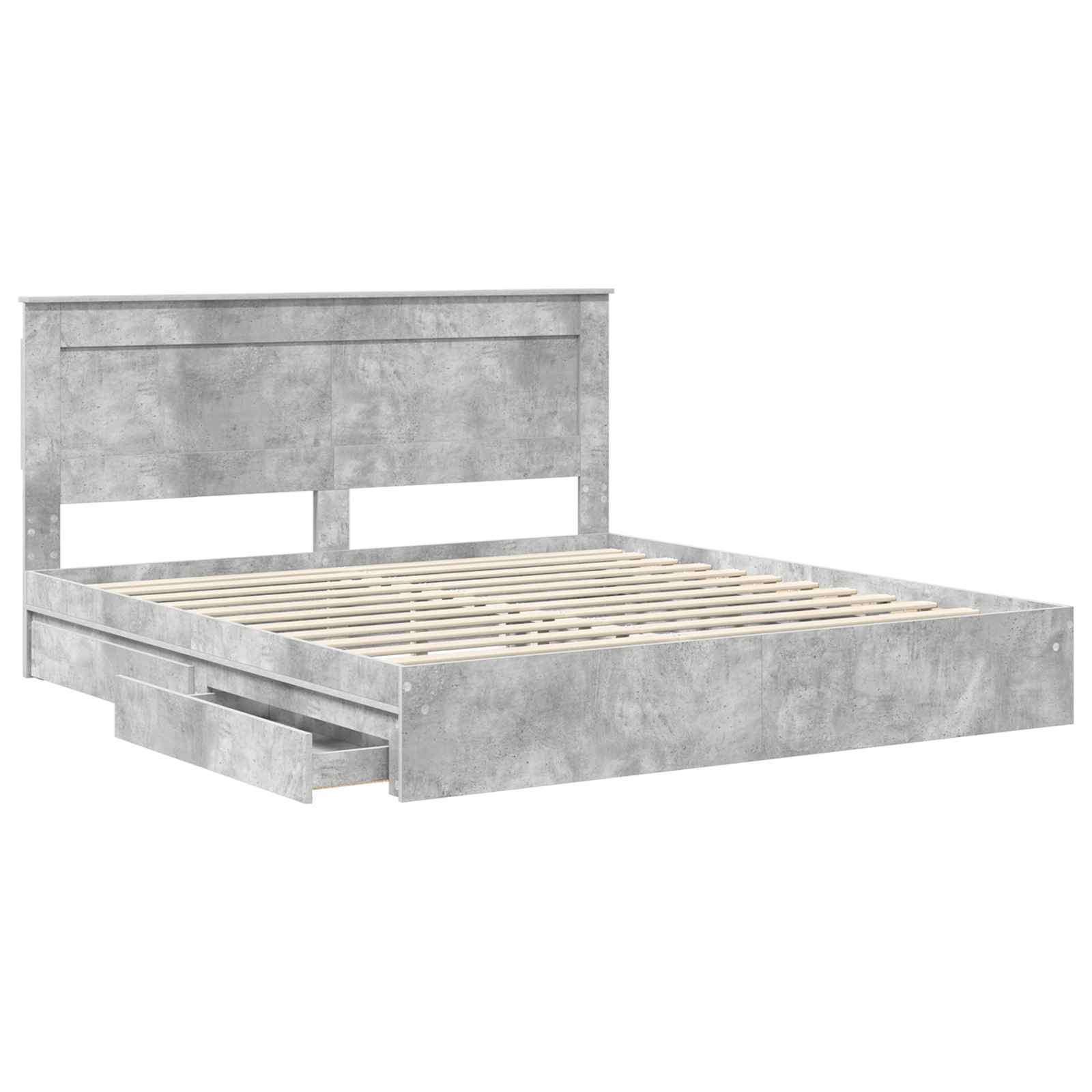 Seng med Oppbevaring Betonggrå 180 x 200 cm Konstruert tre