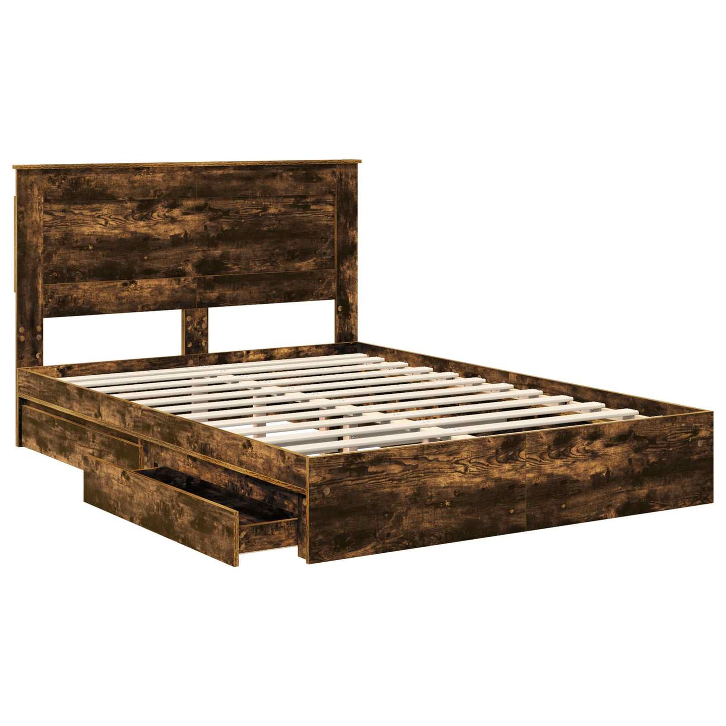 Seng med Oppbevaring Røkt eik 160 x 200 cm Konstruert tre