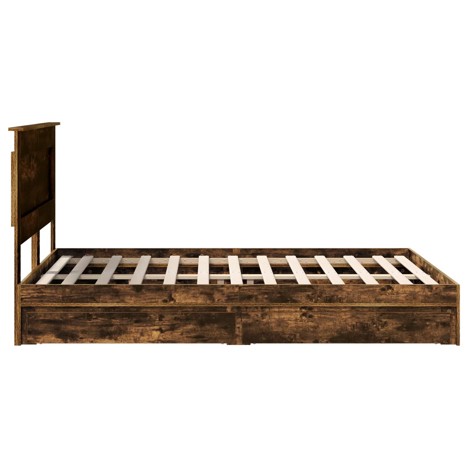 Seng med Oppbevaring Røkt eik 140 x 190 cm Konstruert tre