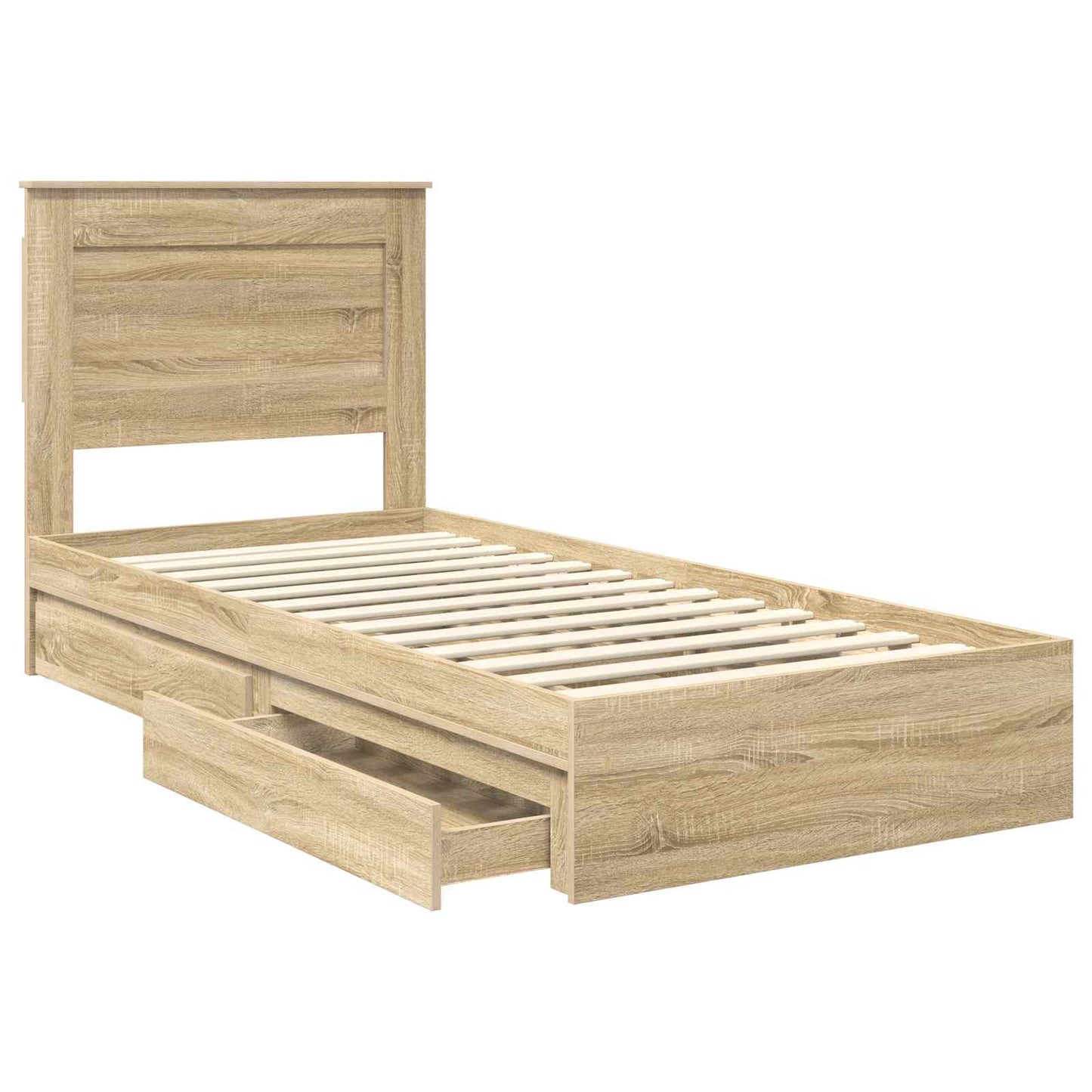 Seng med Oppbevaring Sonoma eik 75 x 190 cm Konstruert tre