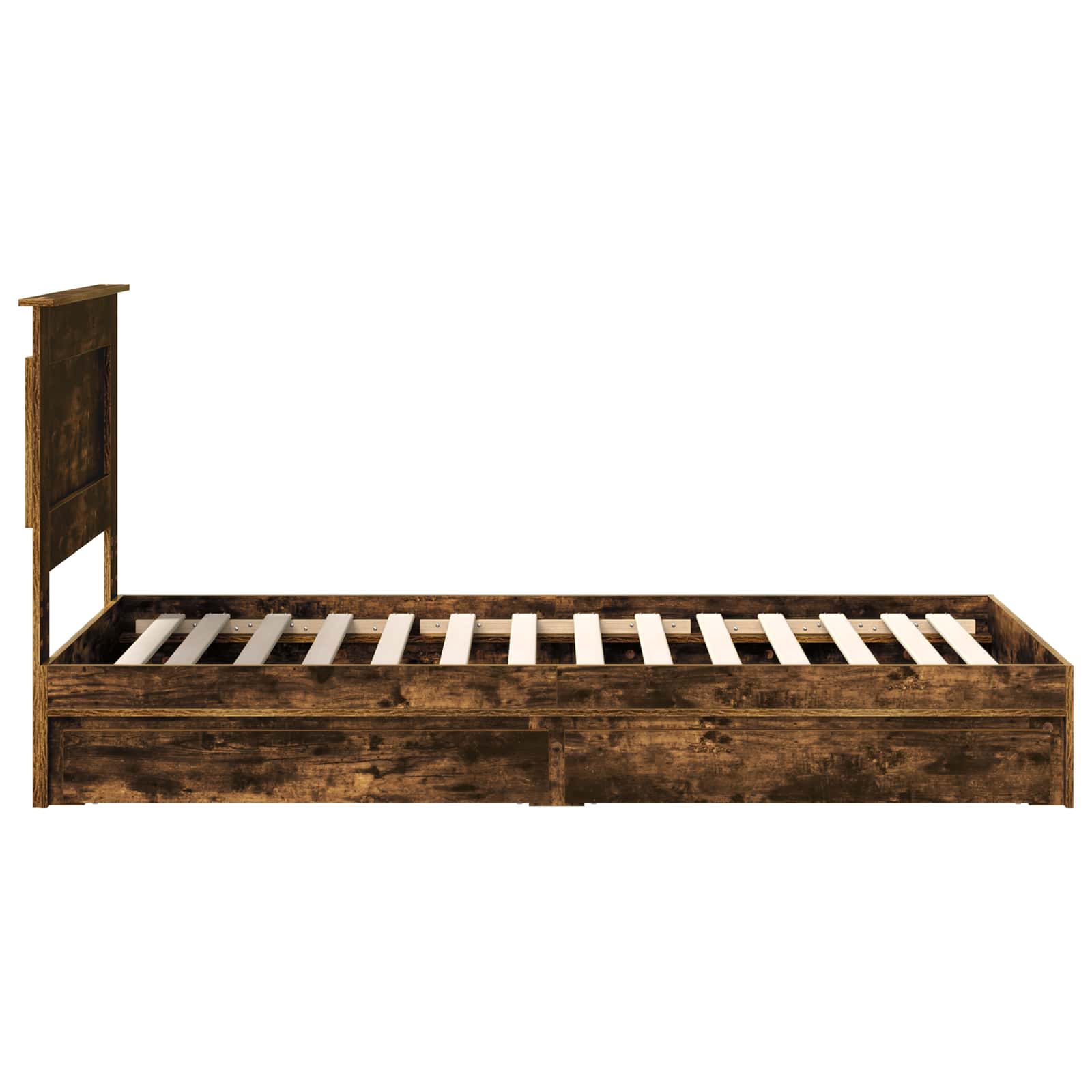 Seng med Oppbevaring Røkt eik 75 x 190 cm Konstruert tre