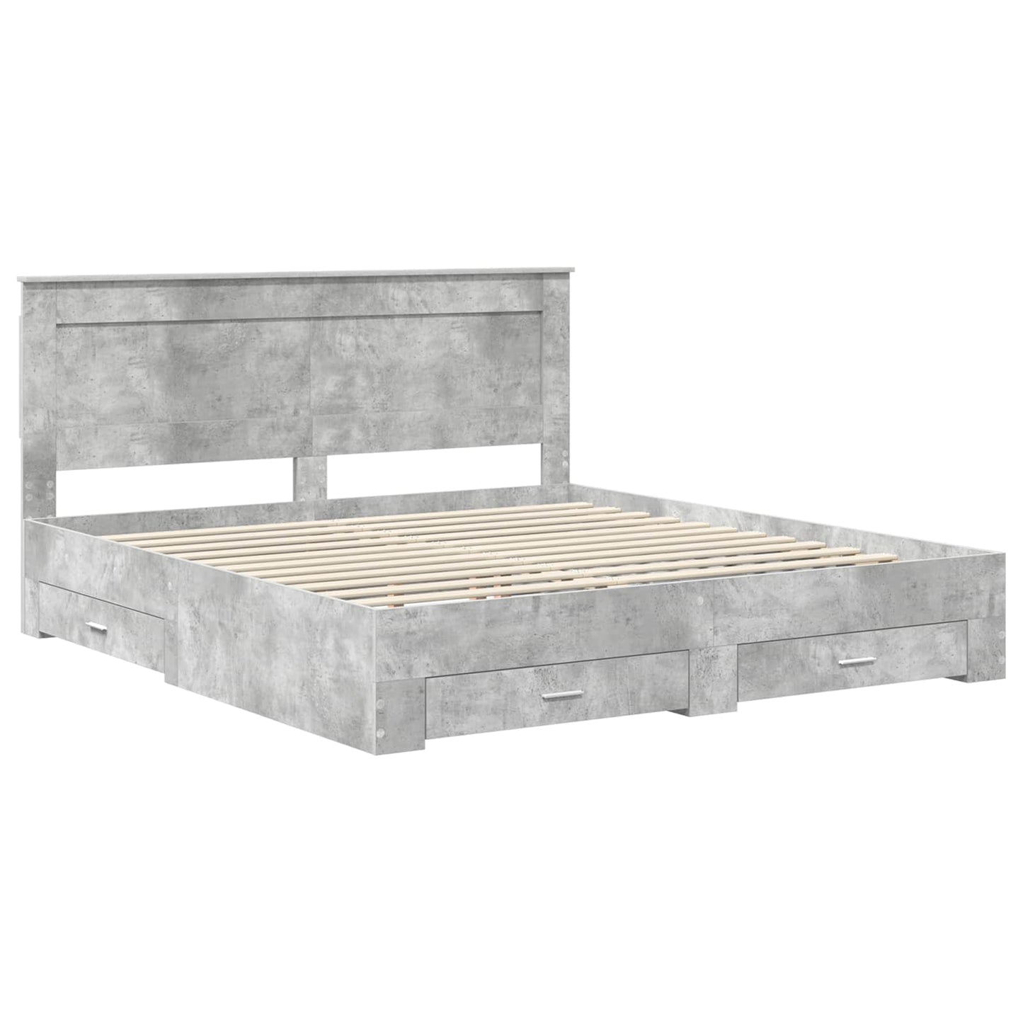 Sengestamme med skuff Betonggrå 180 x 200 cm Konstruert tre