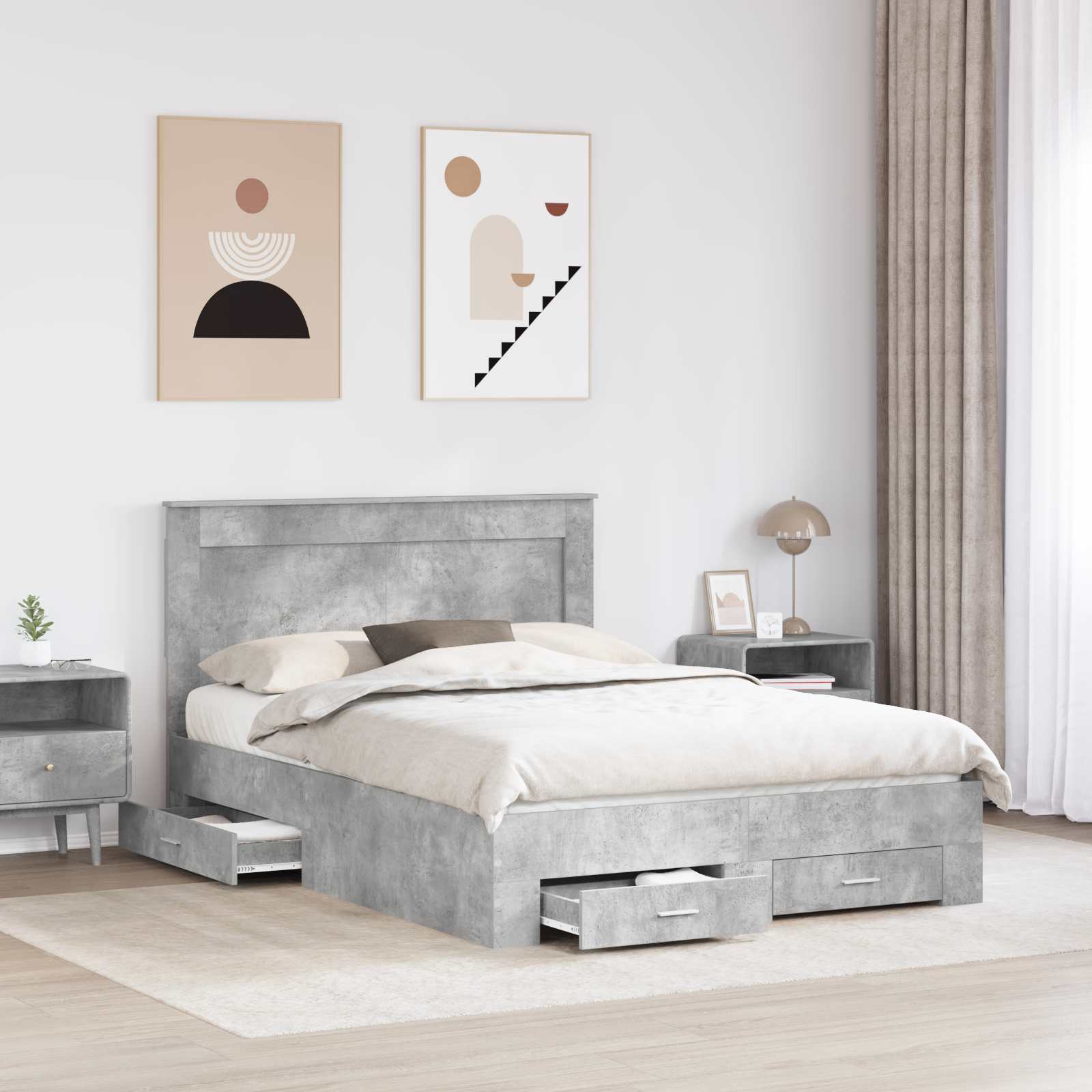 Sengestamme med skuff med hodegjerde med lagring Konstruert tre