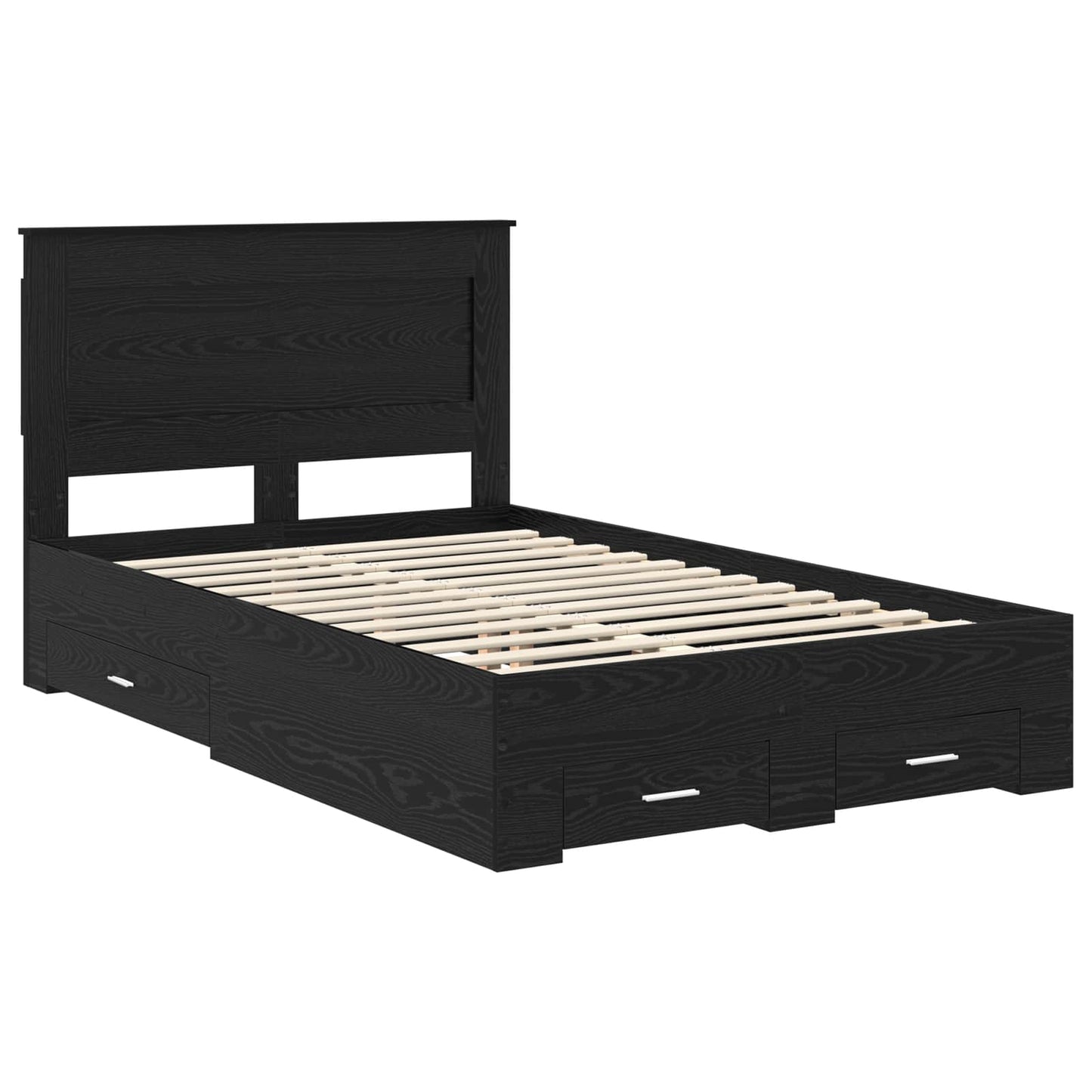 Sengestamme med skuff Svart Eik 120 x 190 cm Konstruert tre