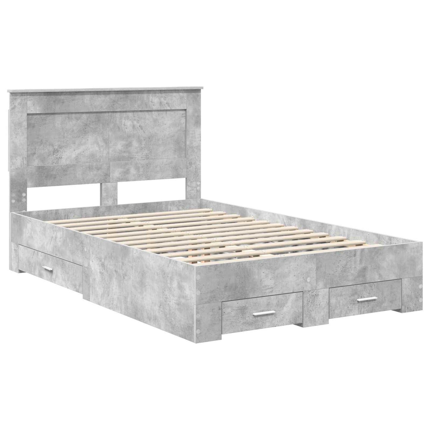 Sengestamme med skuff Betonggrå 120 x 200 cm Konstruert tre