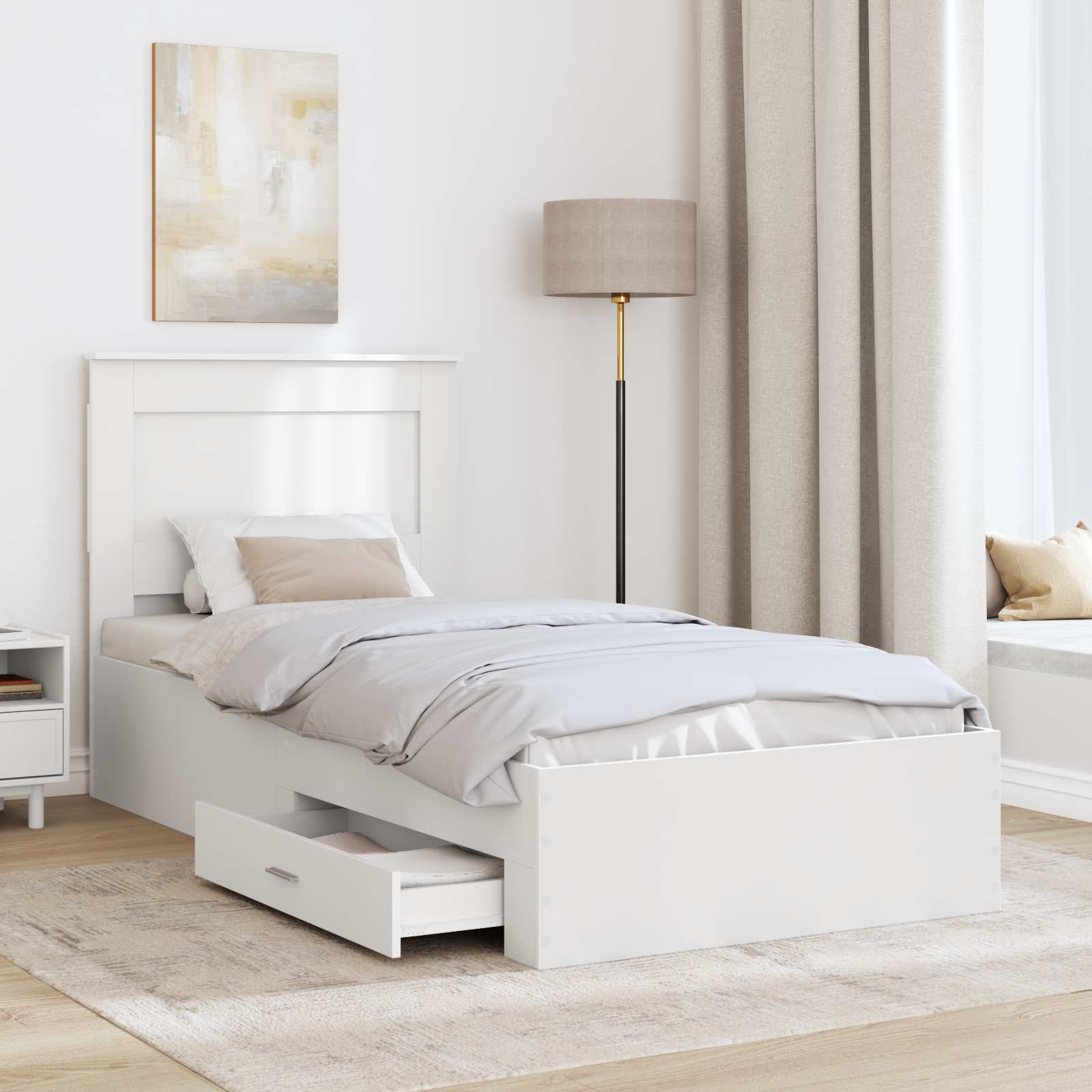 Sengestamme med skuff med hodegjerde med lagring Konstruert tre