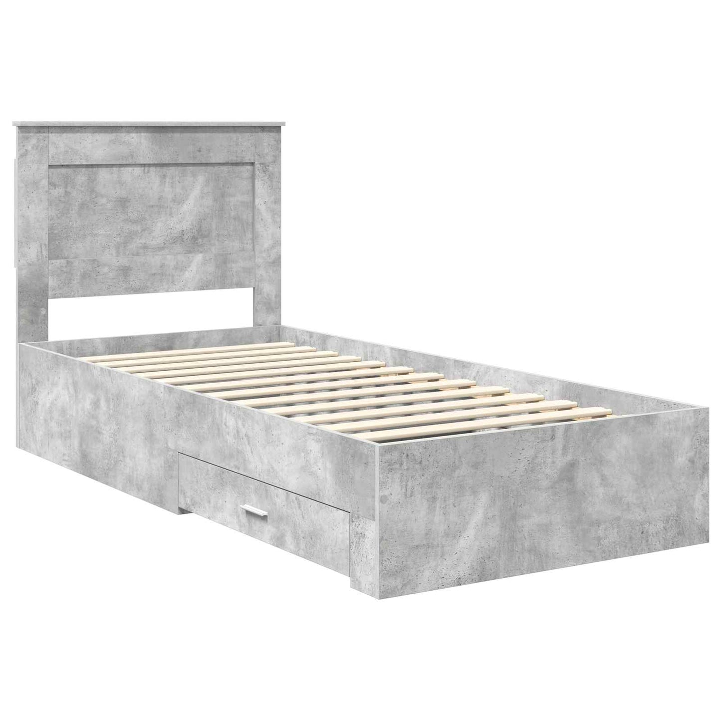 Sengestamme Betonggrå og Sølv 75 x 190 cm Konstruert tre