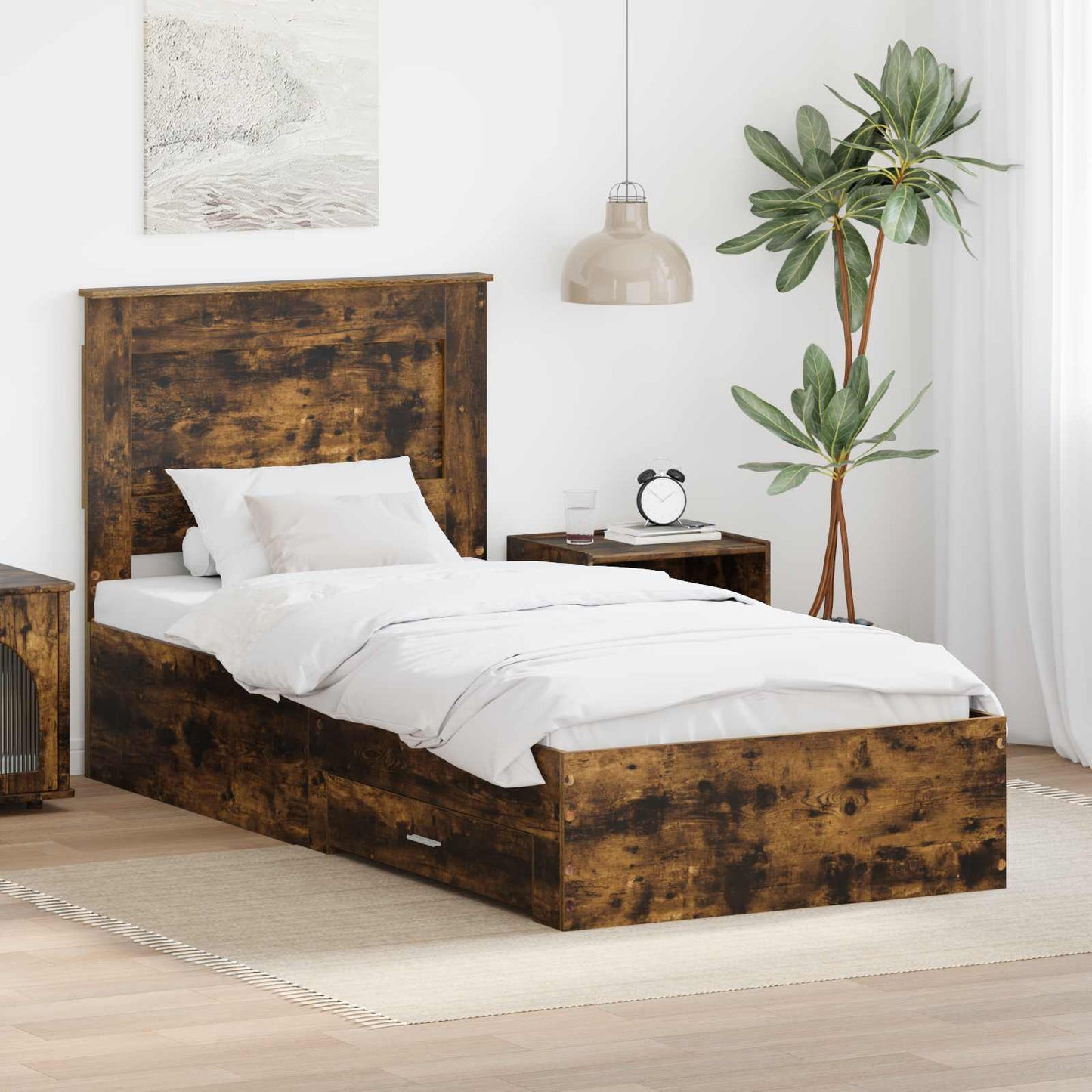 Sengestamme Røkt Eik og Sølv 75 x 190 cm Konstruert tre