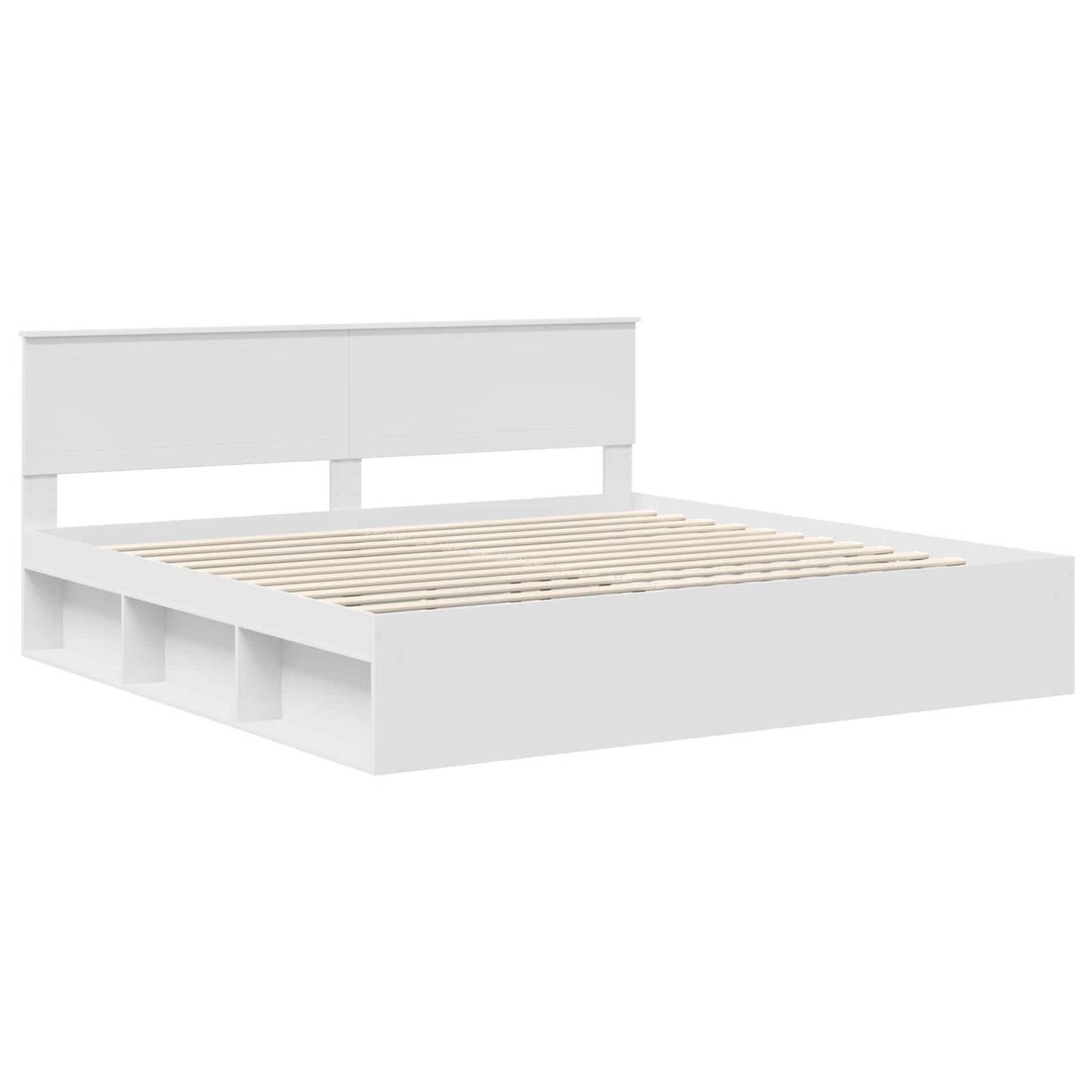 Sengestamme med hodegjerde Hvit 200 x 200 cm Massiv furu