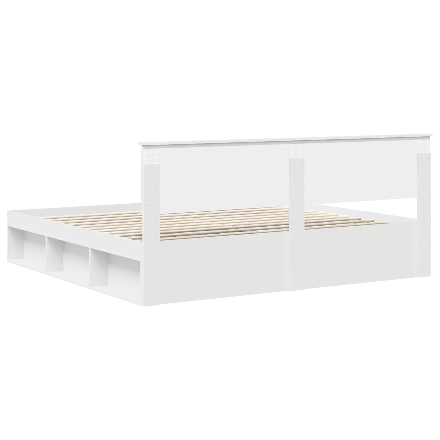 Sengestamme med hodegjerde Hvit 200 x 200 cm Massiv furu