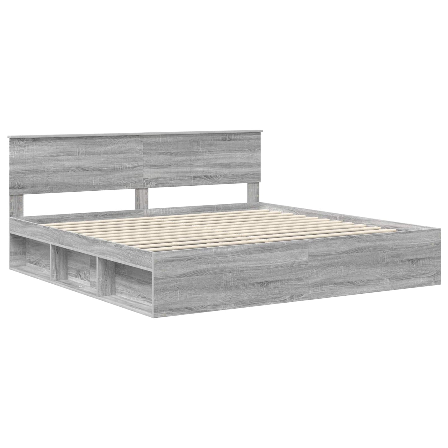 Sengestamme med hodegjerde Grå Sonoma 200 x 200 cm Massiv furu