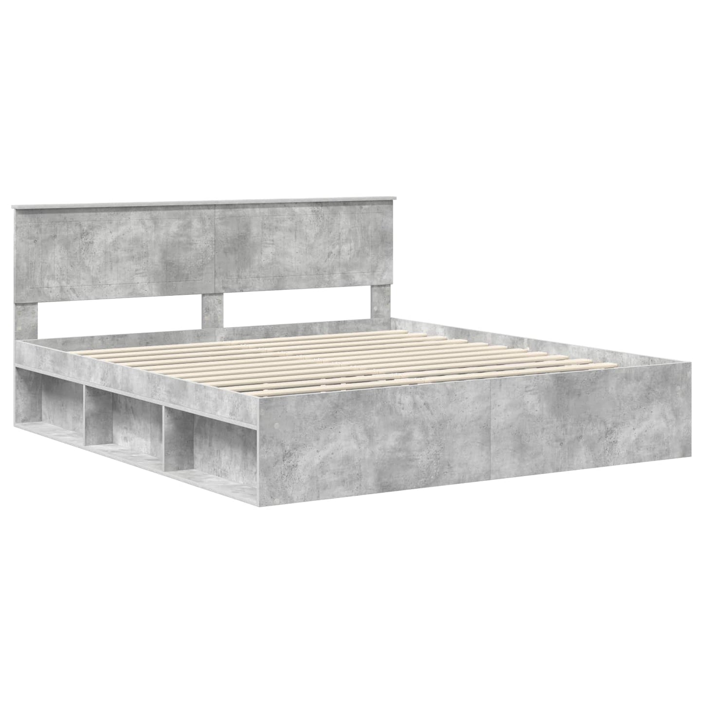 Sengestamme med hodegjerde Betong 180 x 200 cm Massiv furu