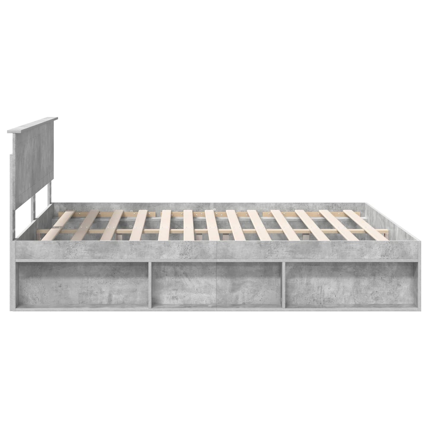 Sengestamme med hodegjerde Betong 180 x 200 cm Massiv furu