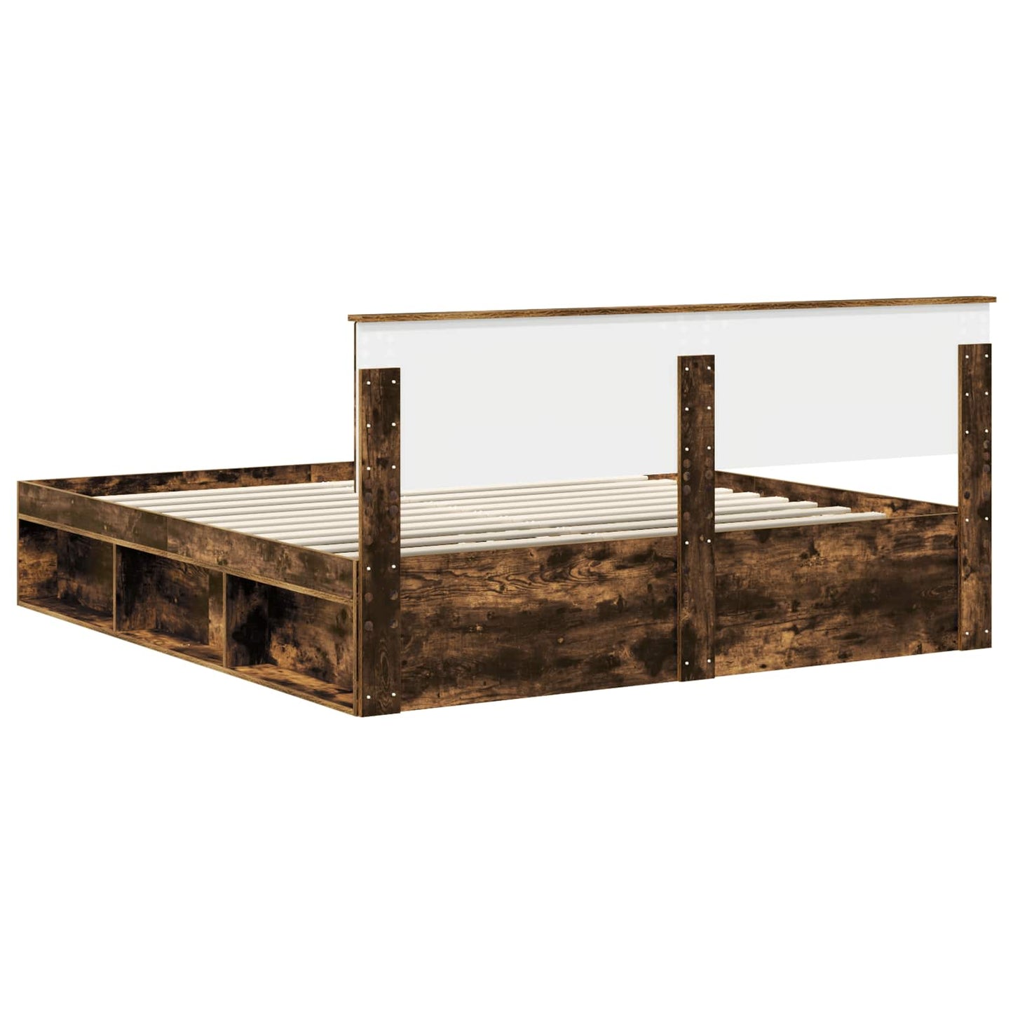 Sengestamme med hodegjerde Røkt eik 180 x 200 cm Massiv furu