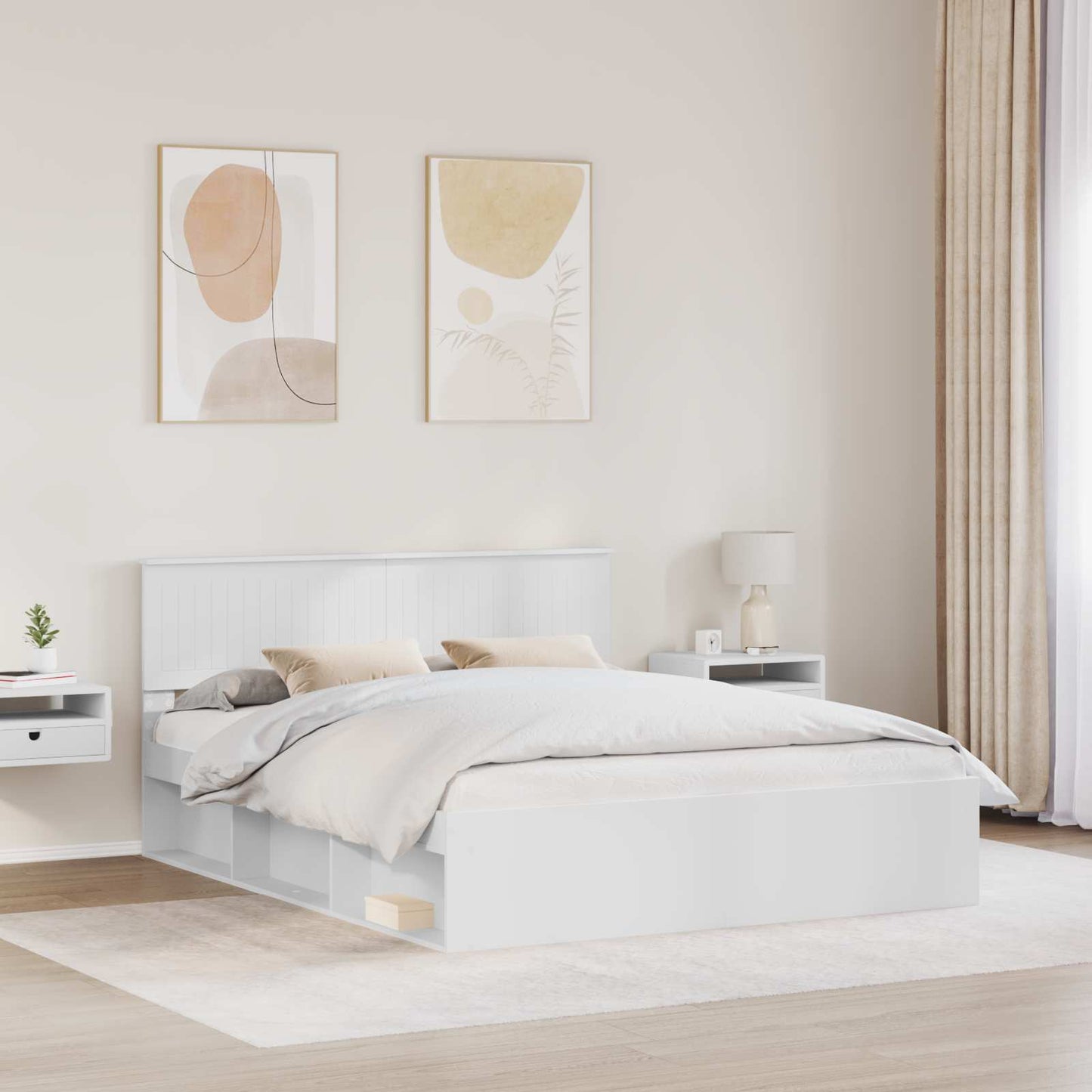 Sengestamme med hodegjerde Hvit 160 x 200 cm Massiv furu