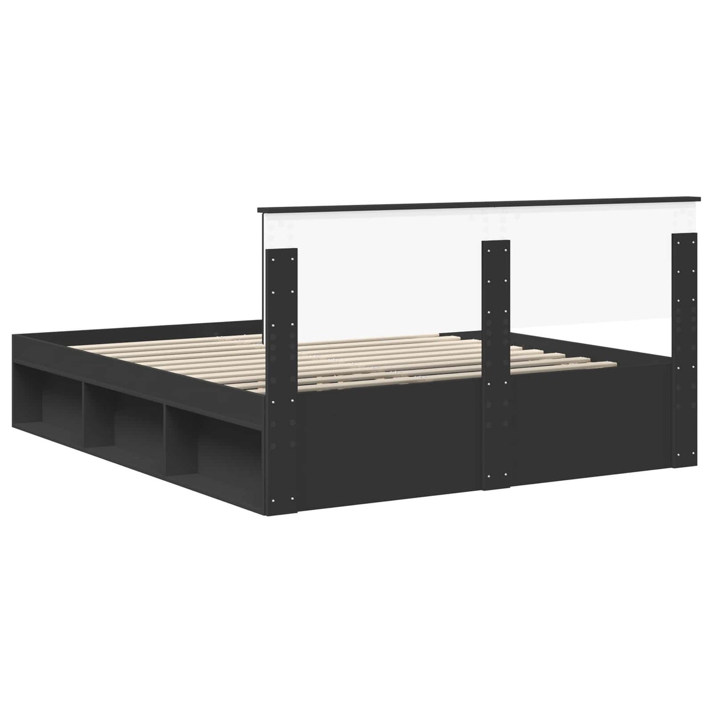 Sengestamme med hodegjerde Svart 160 x 200 cm Massiv furu