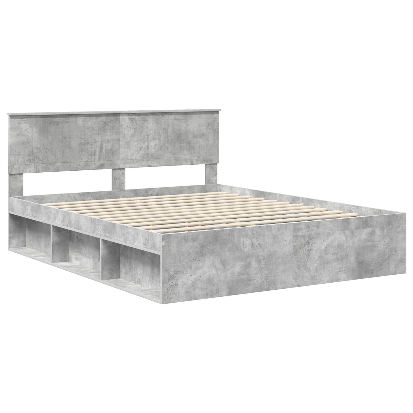 Sengestamme med hodegjerde Betong 160 x 200 cm Massiv furu