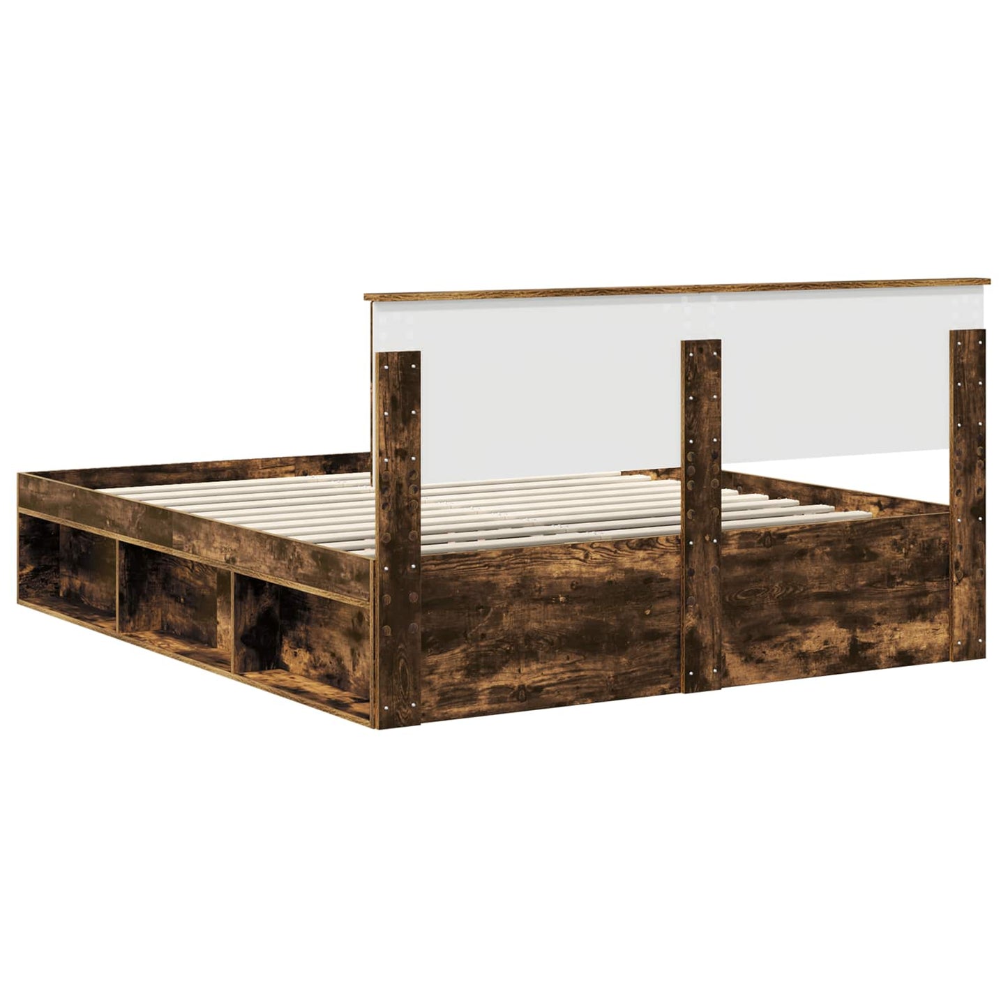 Sengestamme med hodegjerde Røkt eik 160 x 200 cm Massiv furu
