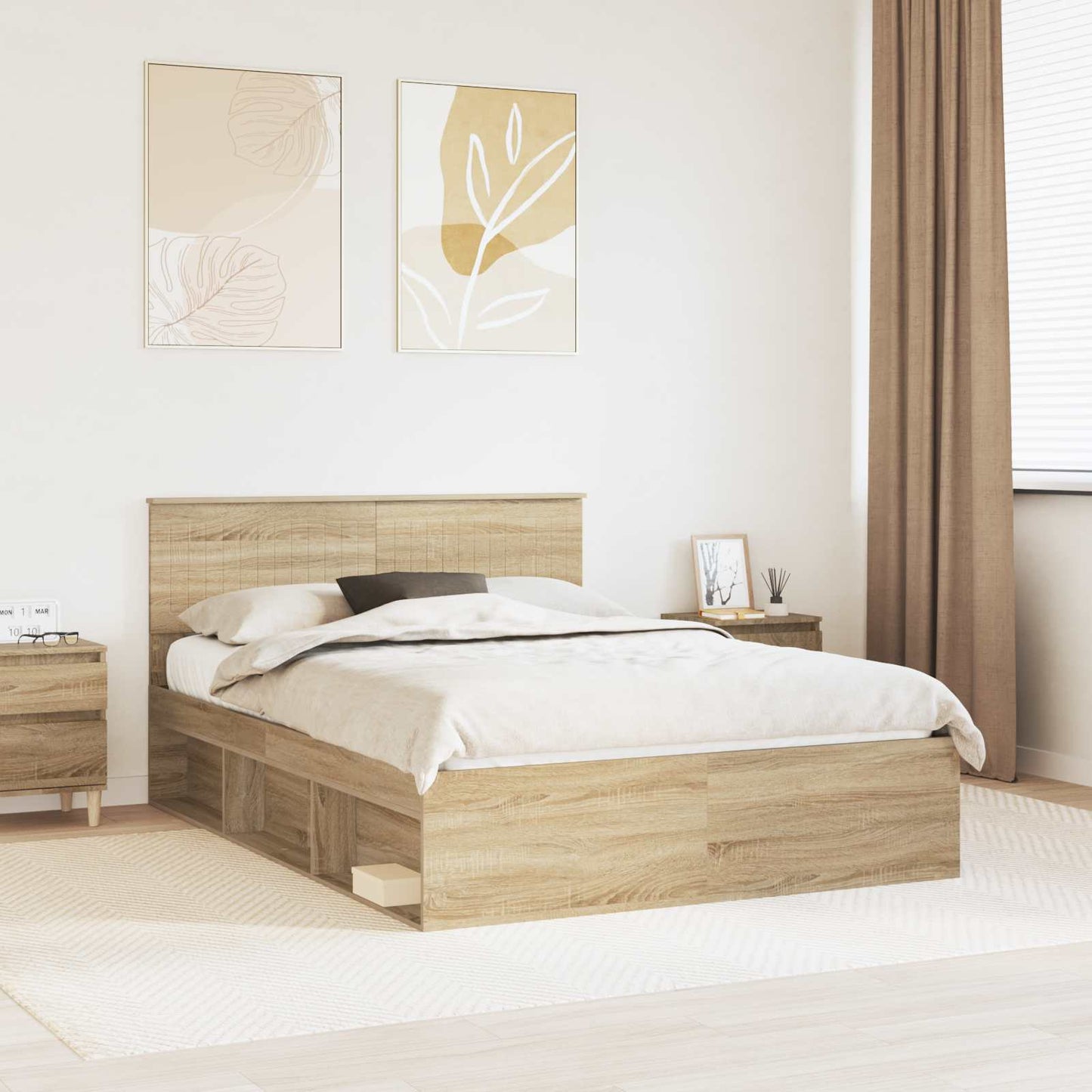 Sengestamme med hodegjerde Sonoma 140 x 200 cm Massiv furu