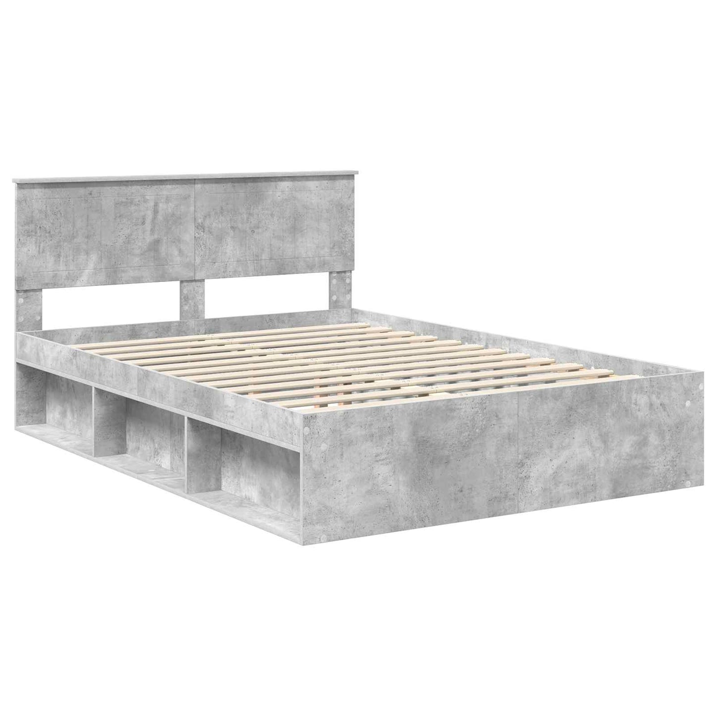 Sengestamme med hodegjerde Betong 140 x 200 cm Massiv furu
