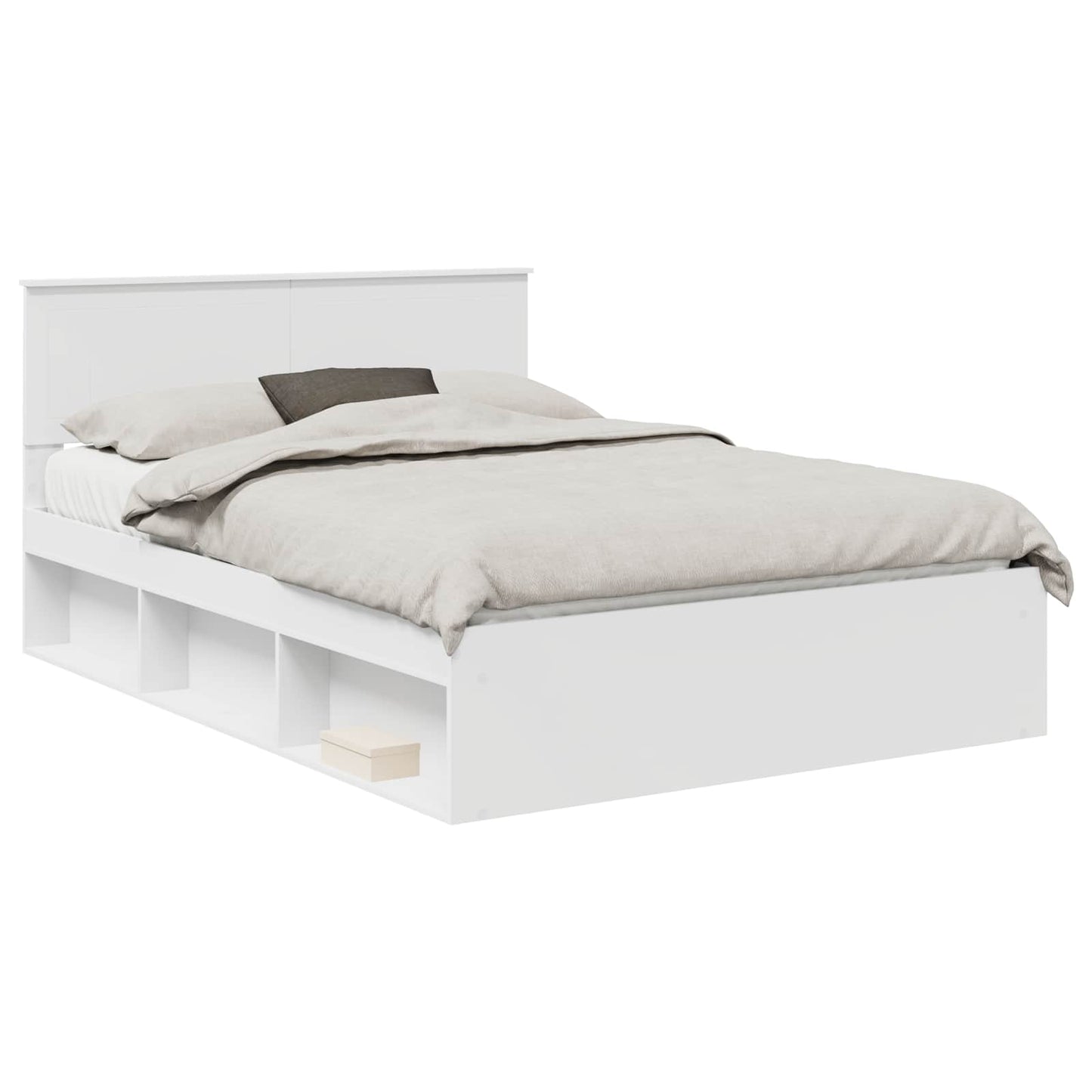 Sengestamme med hodegjerde Hvit 140 x 190 cm Massiv furu