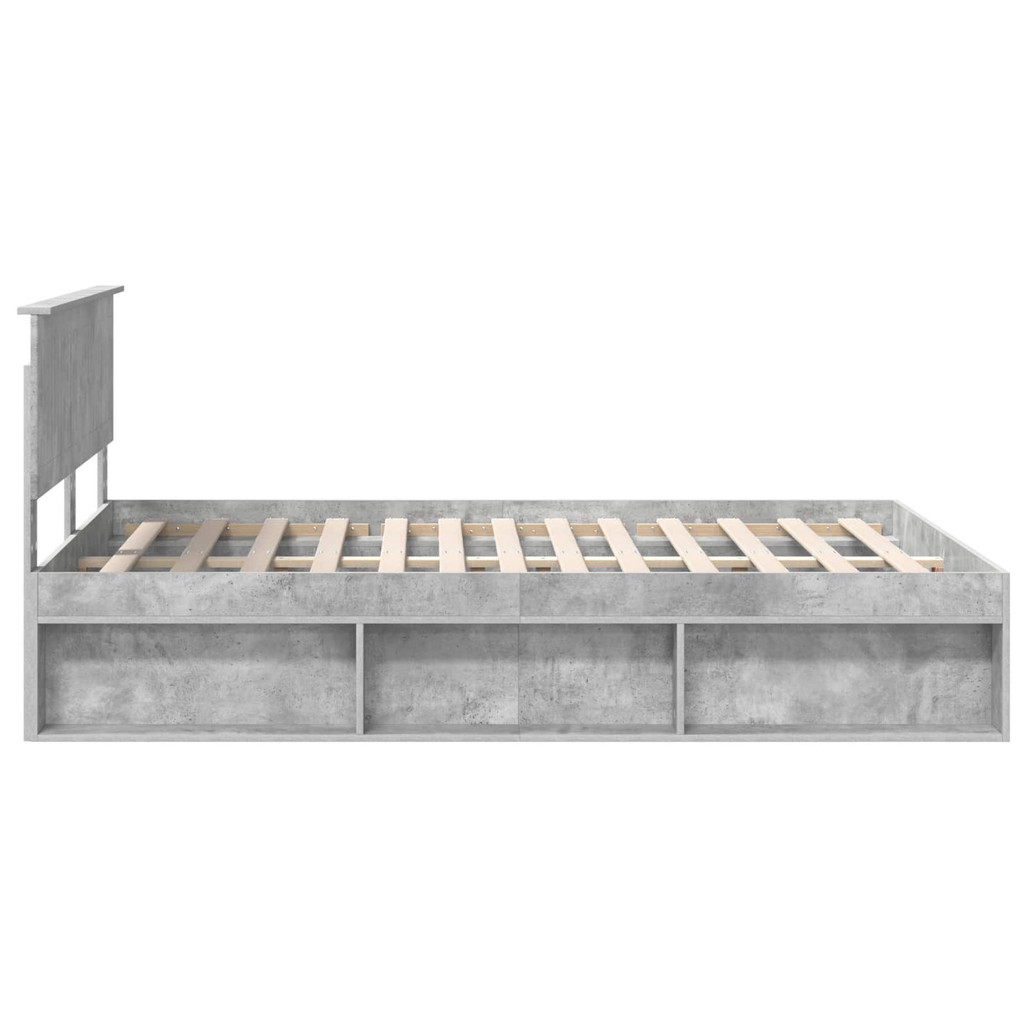 Sengestamme med hodegjerde Betong 140 x 190 cm Massiv furu