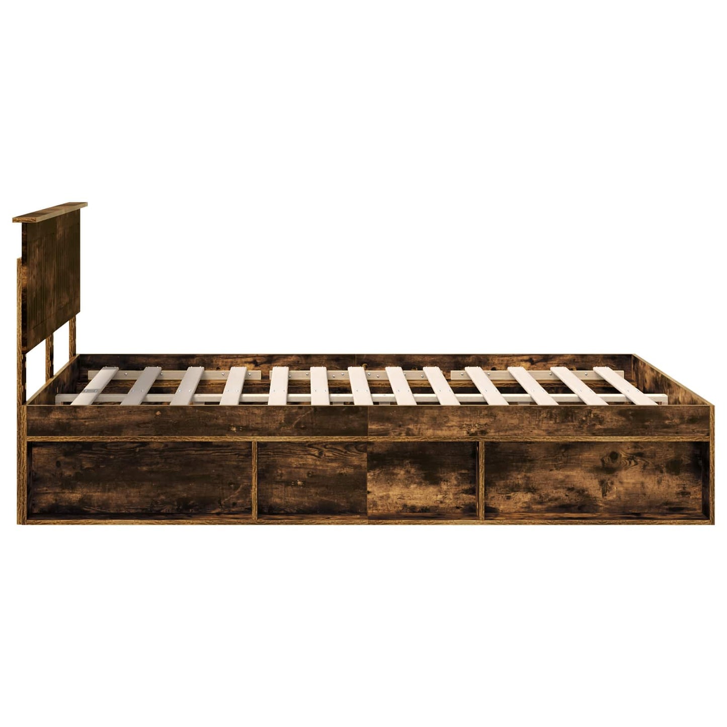 Sengestamme med hodegjerde Røkt eik 140 x 190 cm Massiv furu