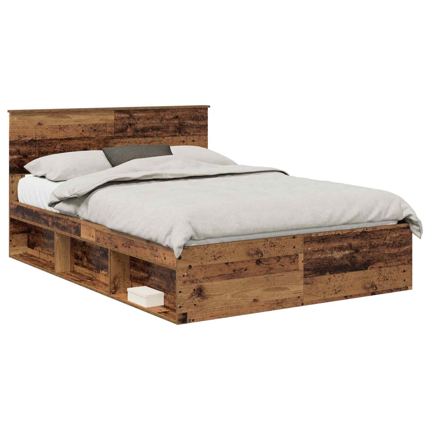 Sengestamme med hodegjerde Gammelt tre 140 x 190 cm Massiv furu