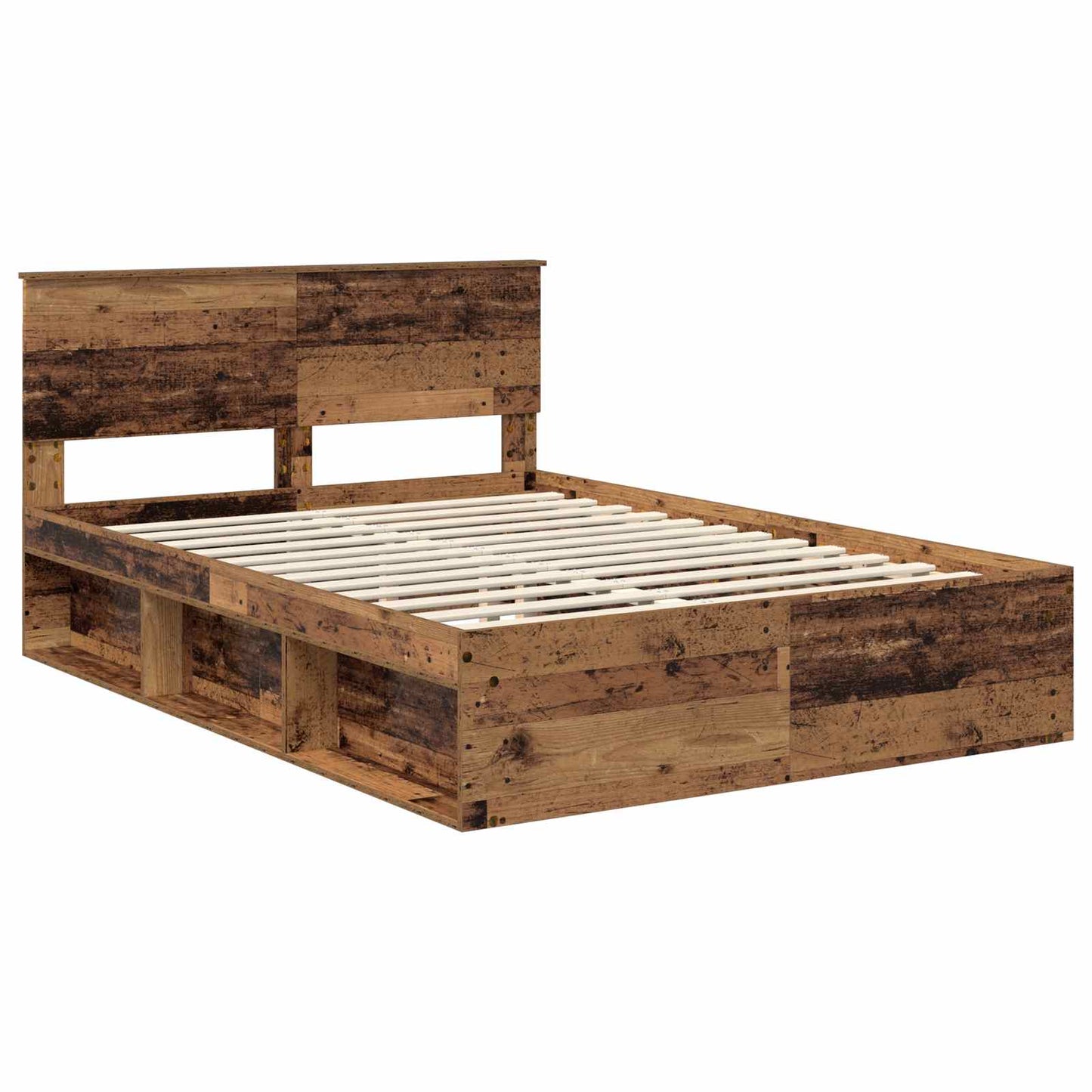 Sengestamme med hodegjerde Gammelt tre 140 x 190 cm Massiv furu