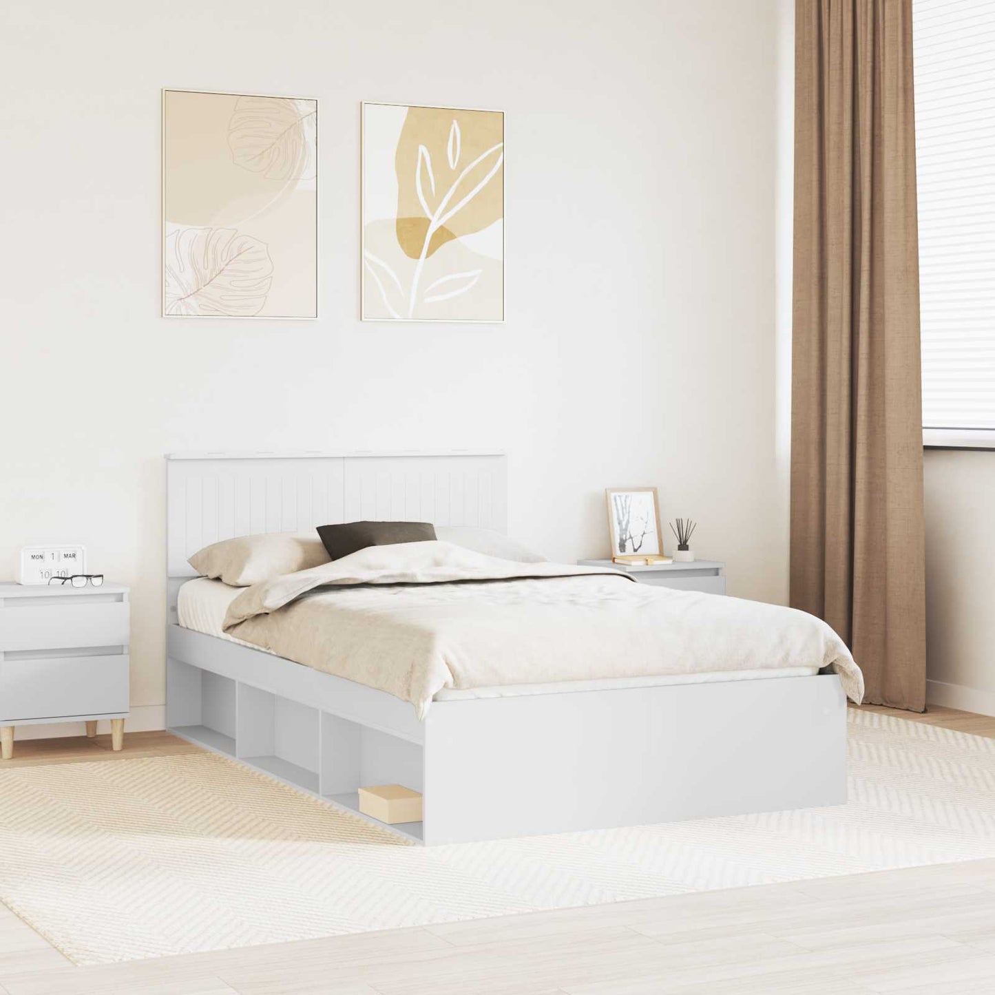 Sengestamme med hodegjerde Hvit 120 x 190 cm Massiv furu