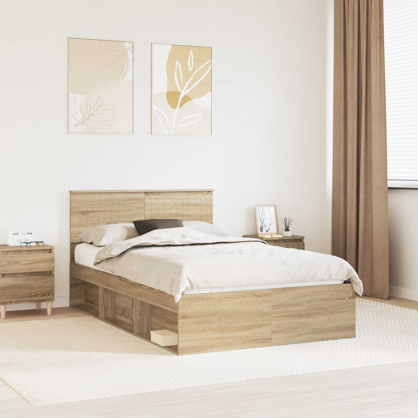 Sengestamme med hodegjerde Sonoma 120 x 190 cm Massiv furu