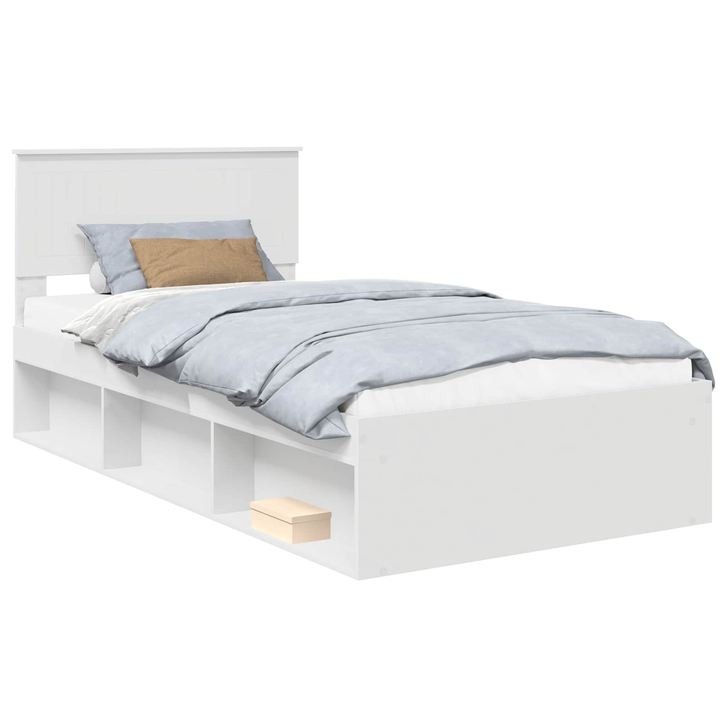 Sengestamme med hodegjerde Hvit 100 x 200 cm Massiv furu