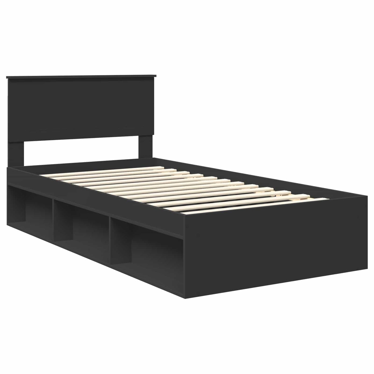 Sengestamme med hodegjerde Svart 100 x 200 cm Massiv furu