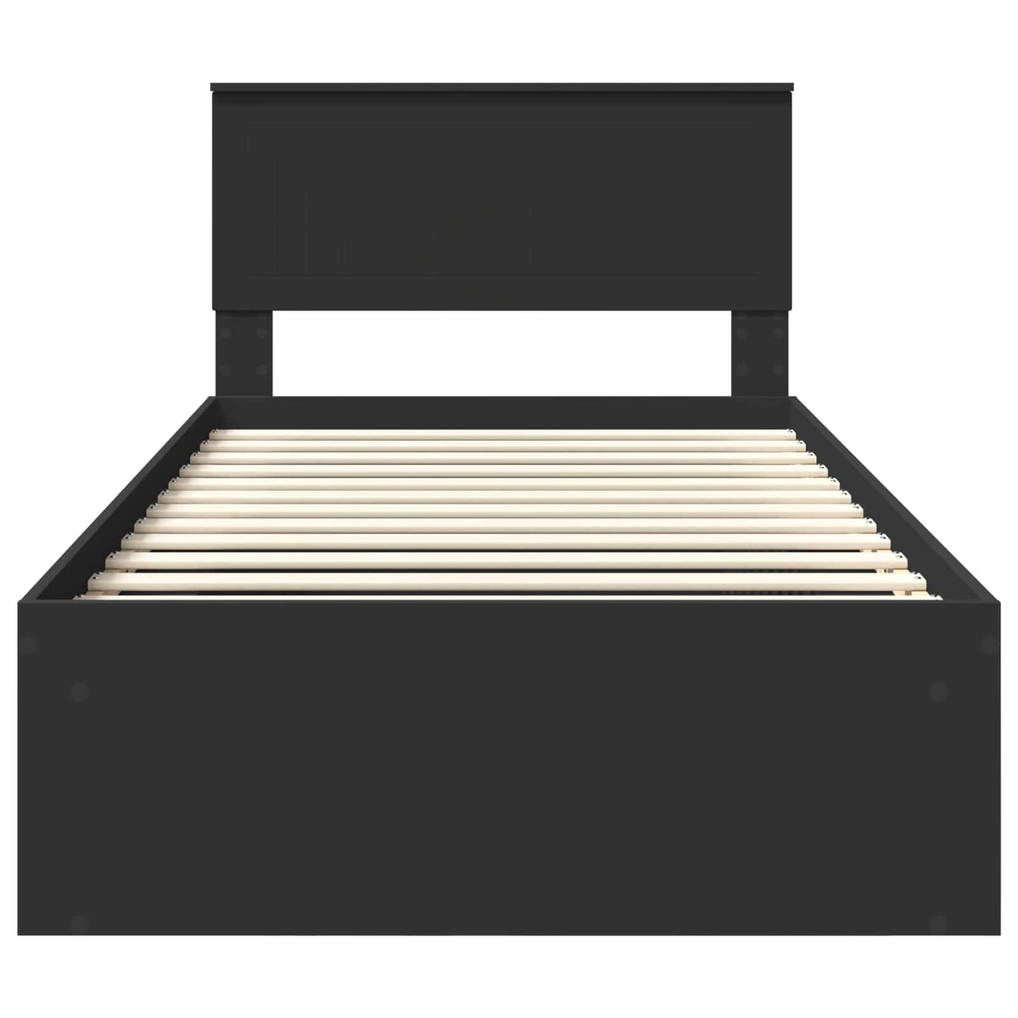 Sengestamme med hodegjerde Svart 100 x 200 cm Massiv furu
