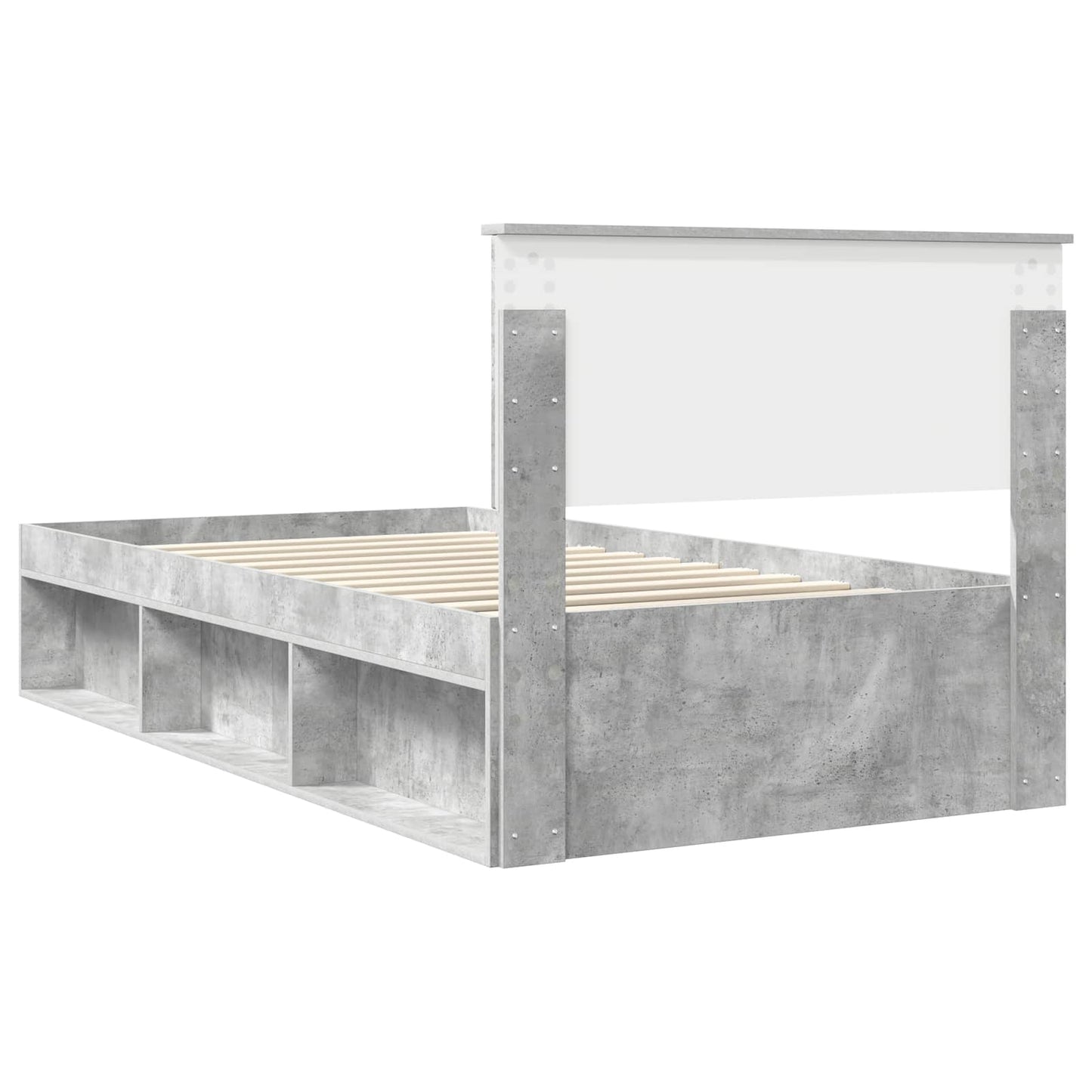 Sengestamme med hodegjerde Betonggrå 100 x 200 cm Massiv furu