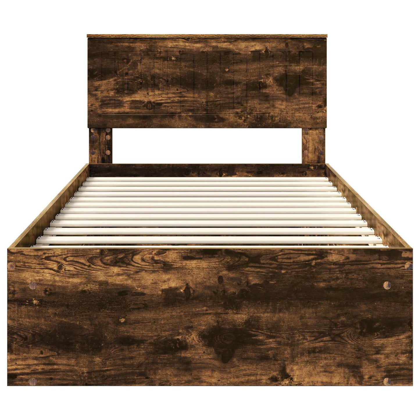 Sengestamme med hodegjerde Røkt eik 100 x 200 cm Massiv furu