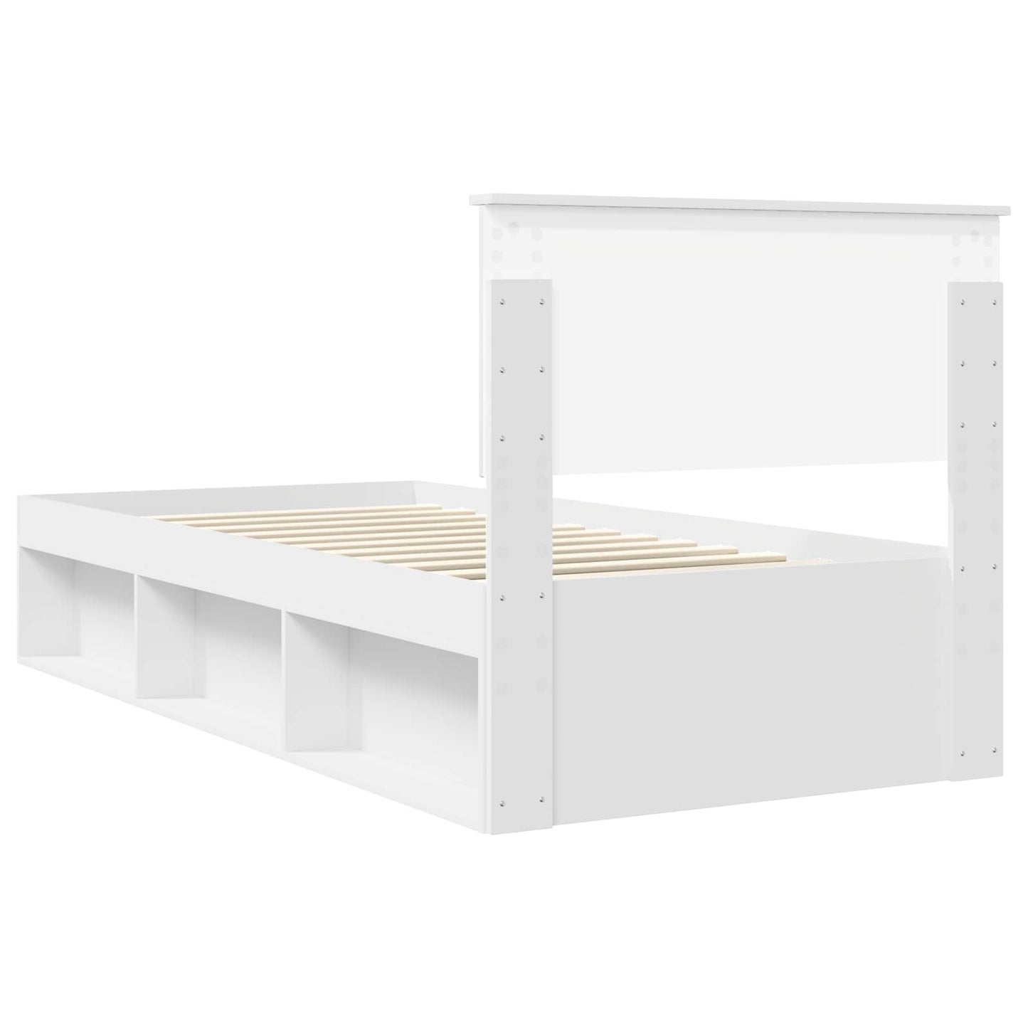 Sengestamme med hodegjerde Hvit 90 x 200 cm Massiv furu