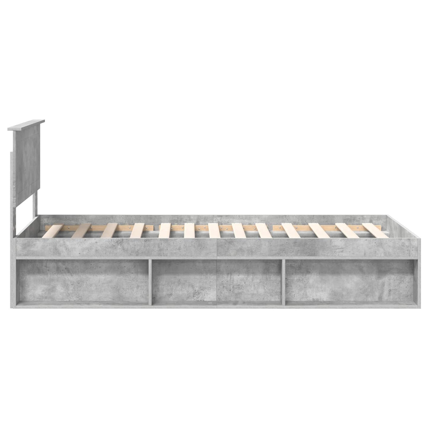 Sengestamme med hodegjerde Betong 90 x 200 cm Massiv furu