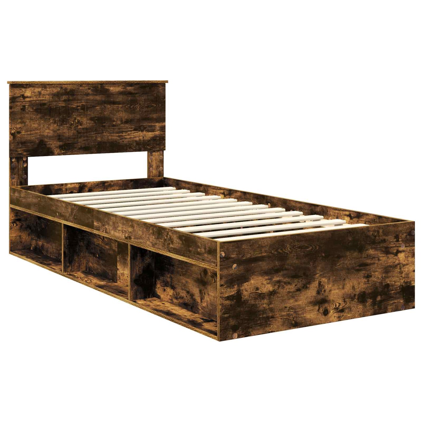 Sengestamme med hodegjerde Røkt eik 90 x 200 cm Massiv furu