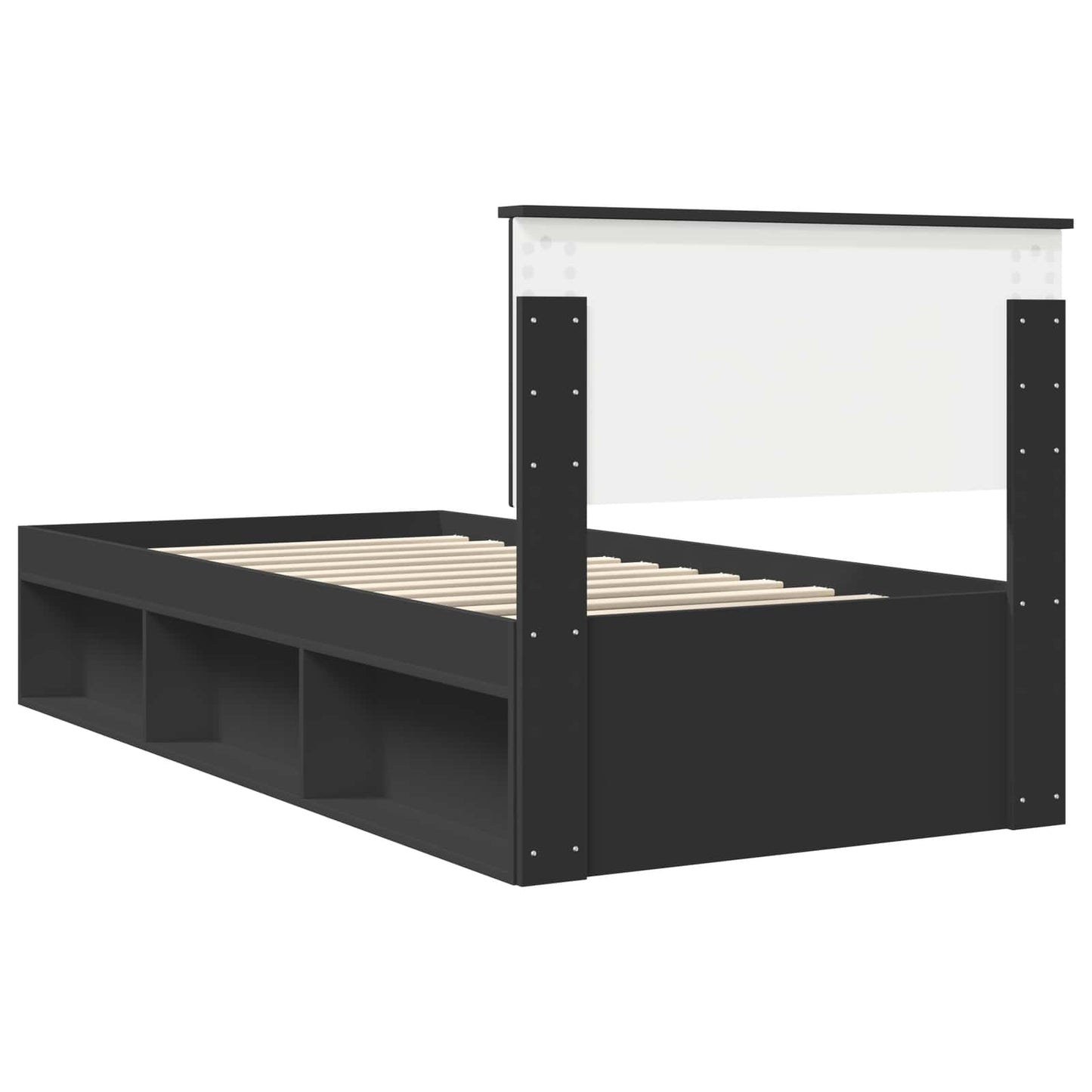 Sengestamme med hodegjerde Svart 90 x 190 cm Massiv furu