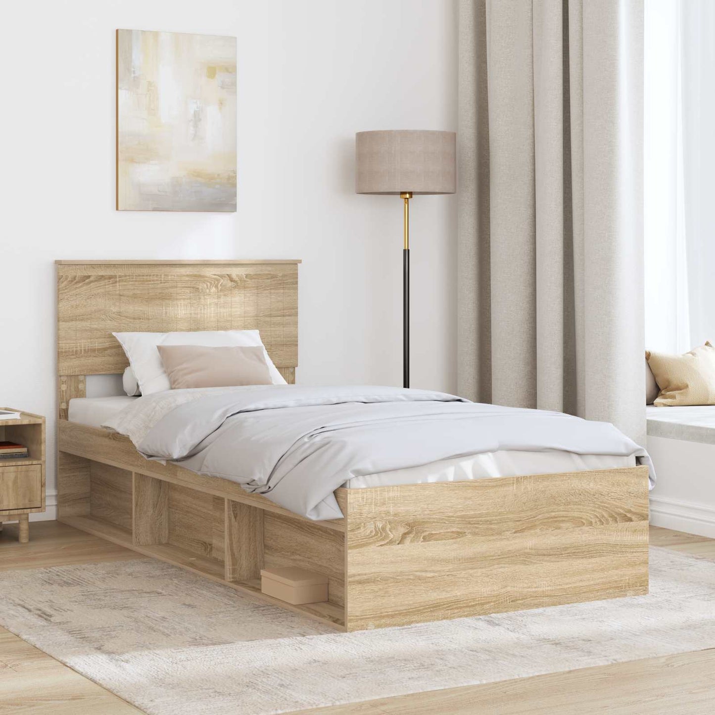 Sengestamme med hodegjerde Sonoma 90 x 190 cm Massiv furu