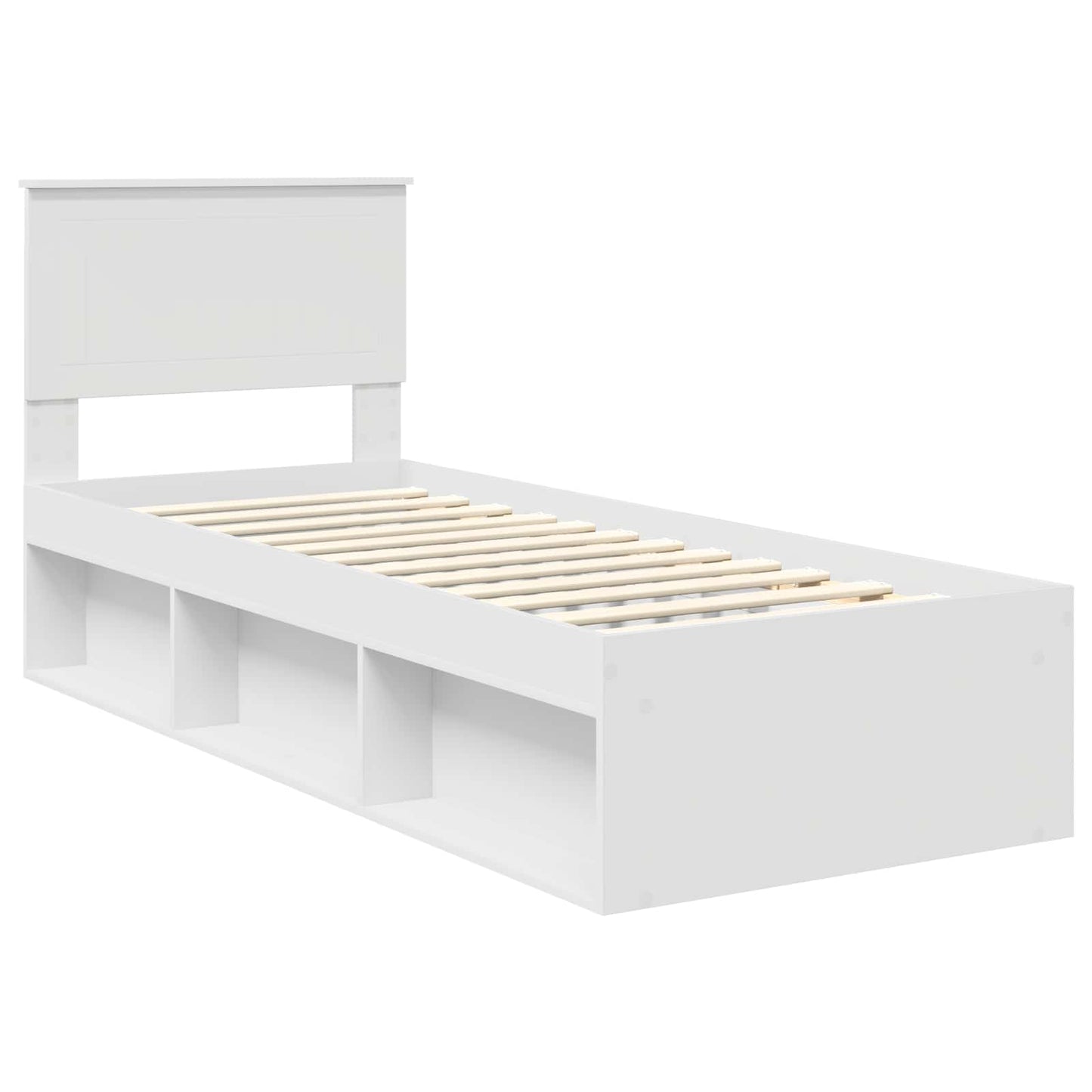 Sengestamme med hodegjerde Hvit 75 x 190 cm Massiv furu