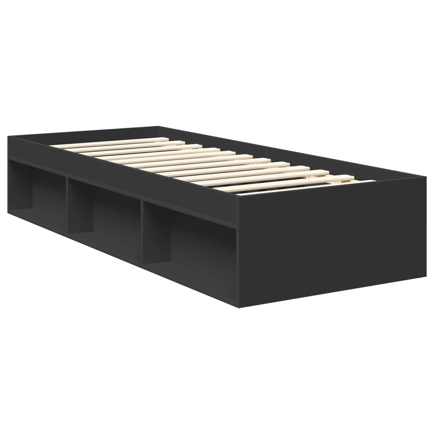 Sengestamme med hodegjerde Svart 75 x 190 cm Massiv furu