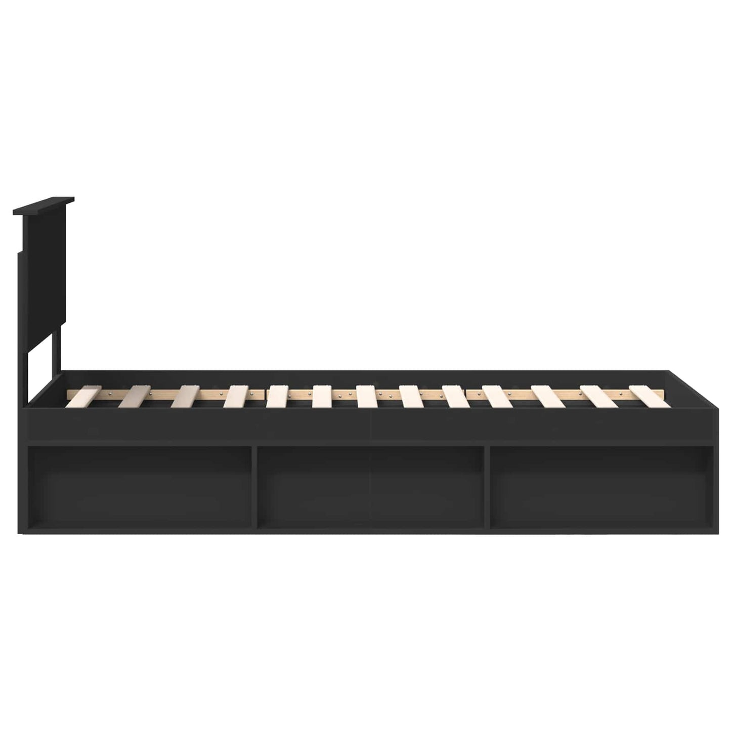 Sengestamme med hodegjerde Svart 75 x 190 cm Massiv furu
