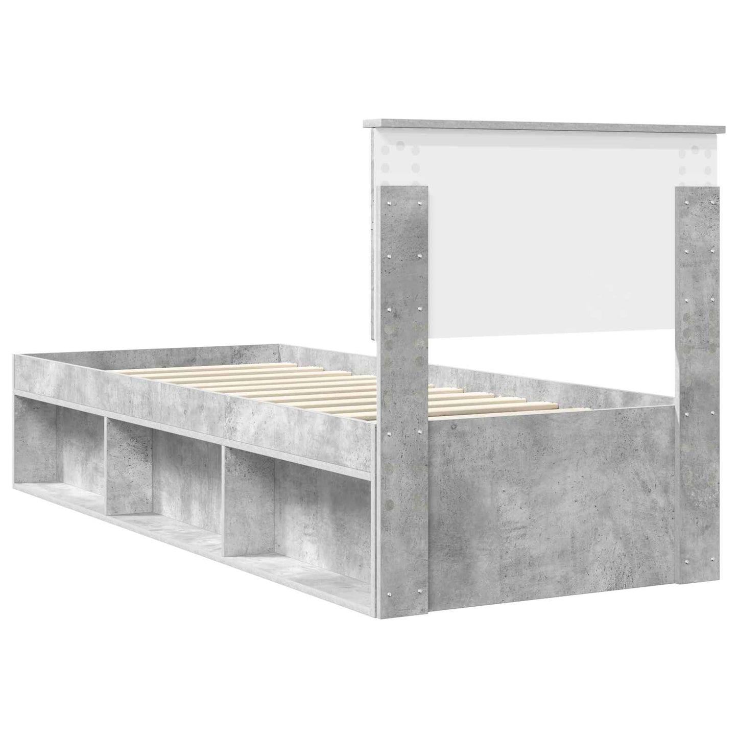 Sengestamme med hodegjerde Betonggrå 75 x 190 cm Massiv furu